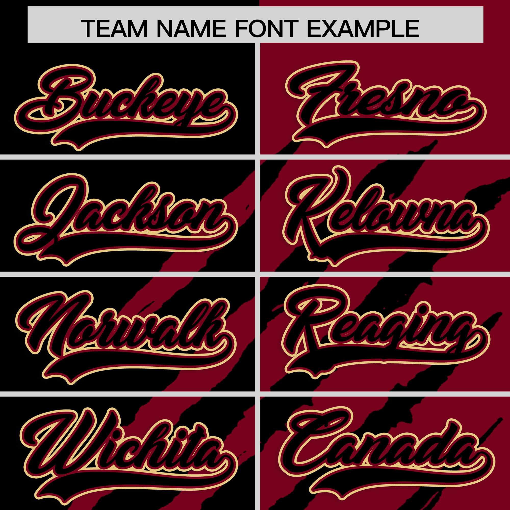 Custom Black Crimson Split Tiger Claw Scratch Pattern Baseball Jersey