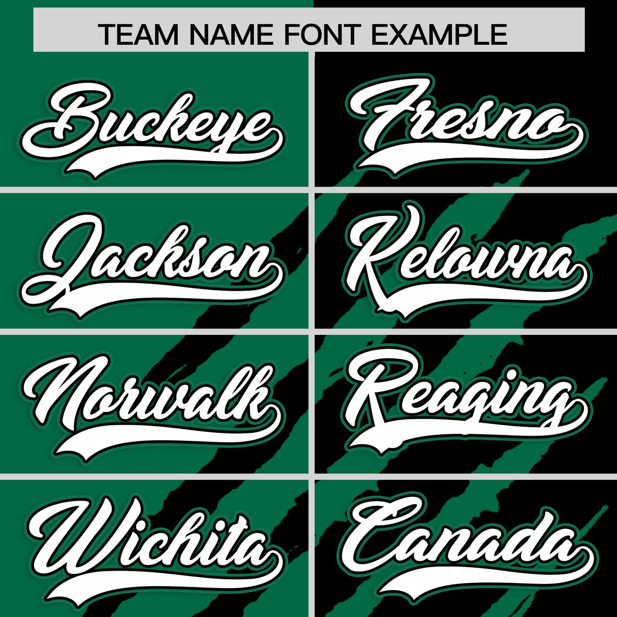 Custom Kelly Green Black Split Tiger Claw Scratch Pattern Baseball Jersey