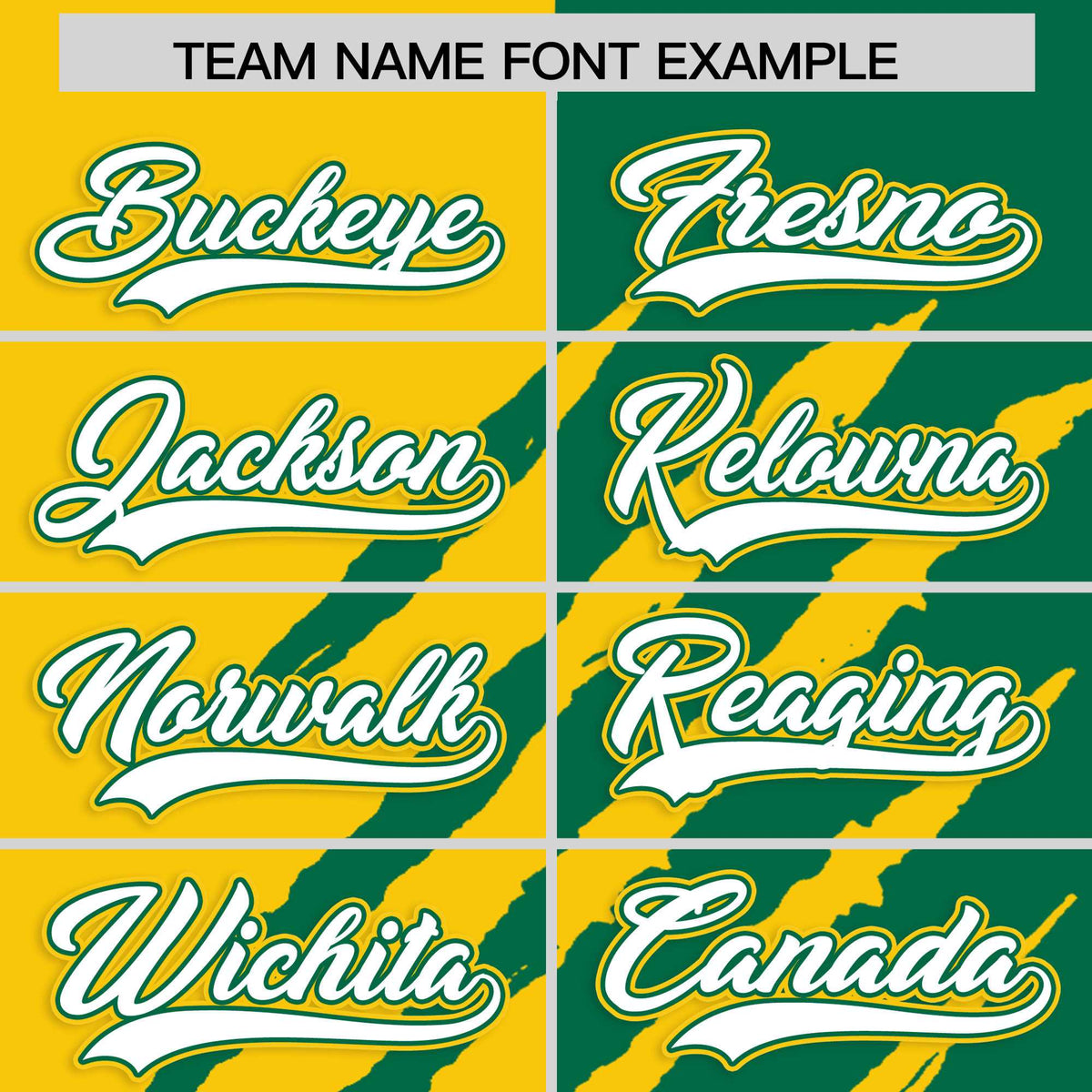 Custom Gold Kelly Green Split Tiger Claw Scratch Pattern Baseball Jersey