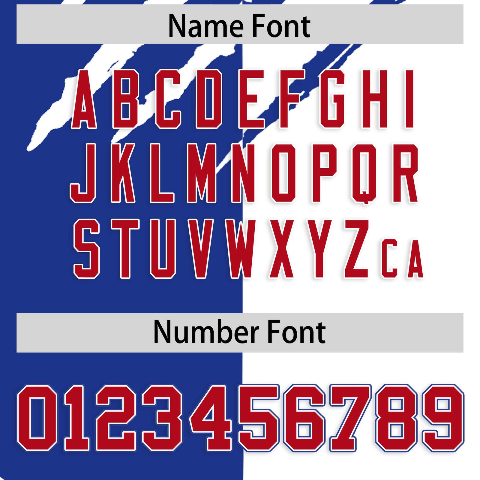 Custom Royal Blue White Split Tiger Claw Scratch Pattern Baseball Jersey