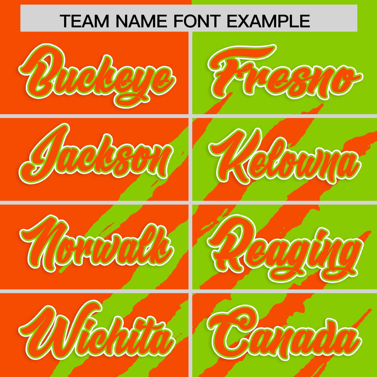 Custom Orange Neon Green Split Tiger Claw Scratch Pattern Baseball Jersey