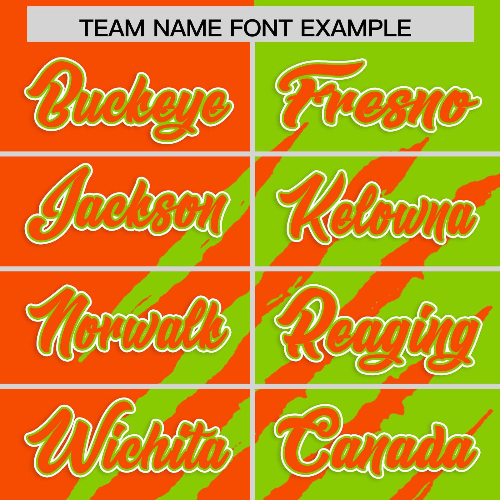 Custom Orange Neon Green Split Tiger Claw Scratch Pattern Baseball Jersey