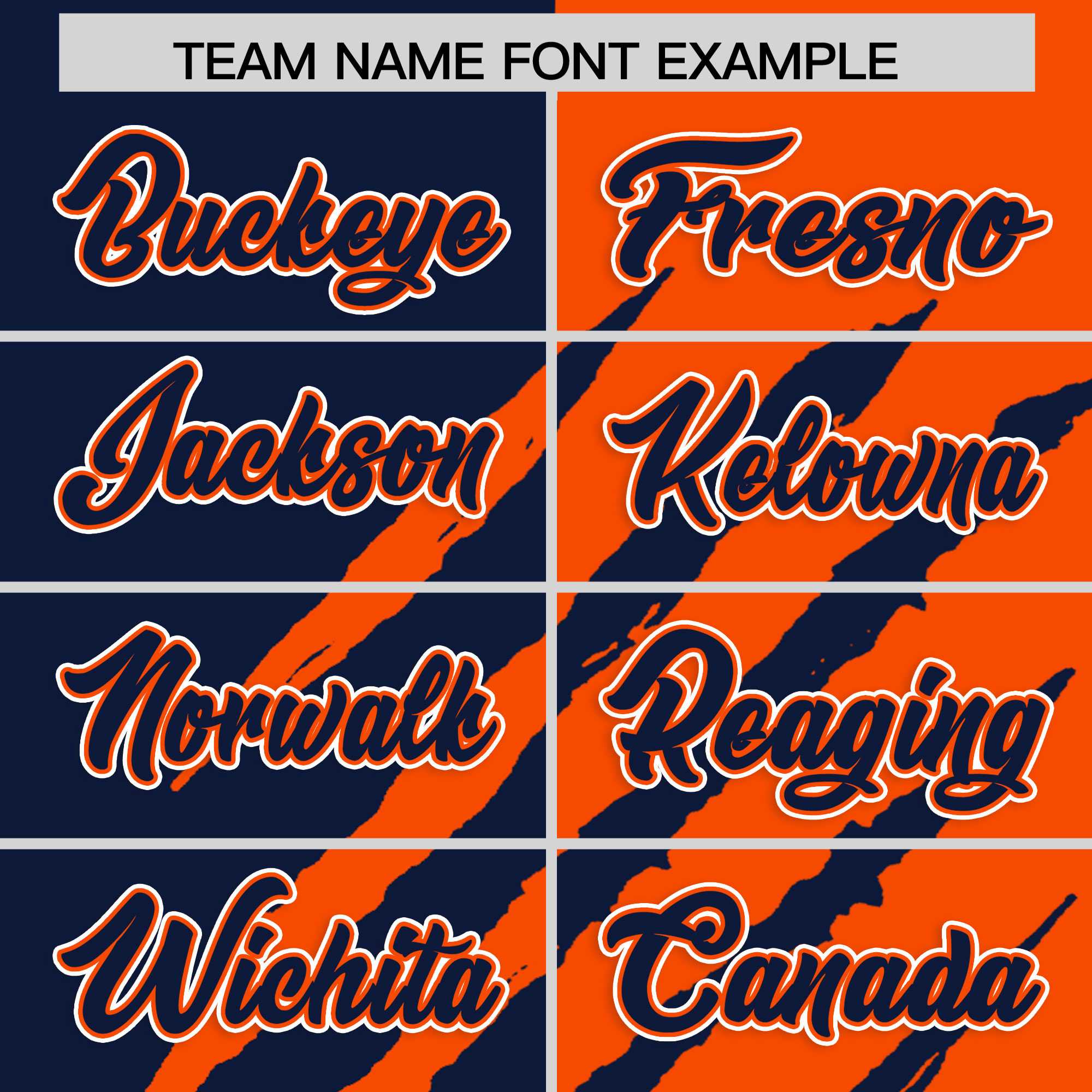 Custom Navy Orange Split Tiger Claw Scratch Pattern Baseball Jersey