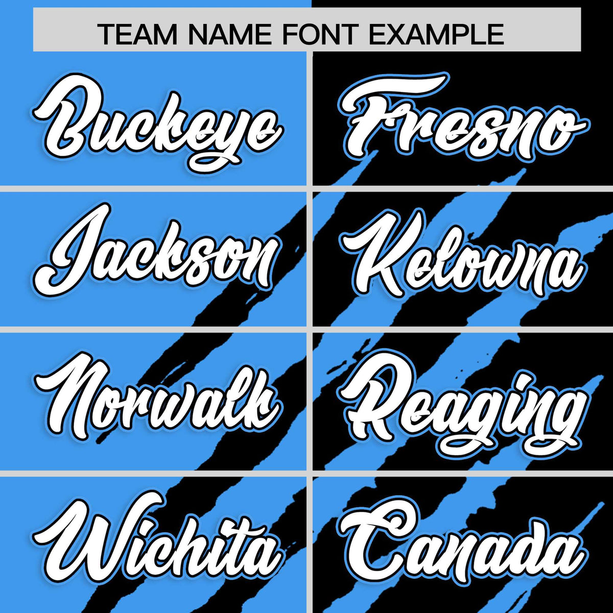 Custom Powder Blue Black Split Tiger Claw Scratch Pattern Baseball Jersey