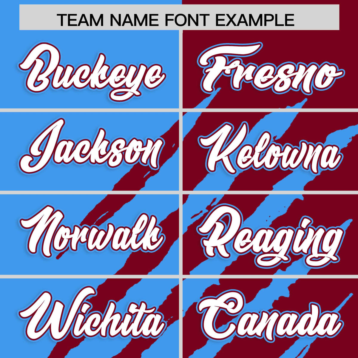 Custom Powder Blue Crimson Split Tiger Claw Scratch Pattern Baseball Jersey