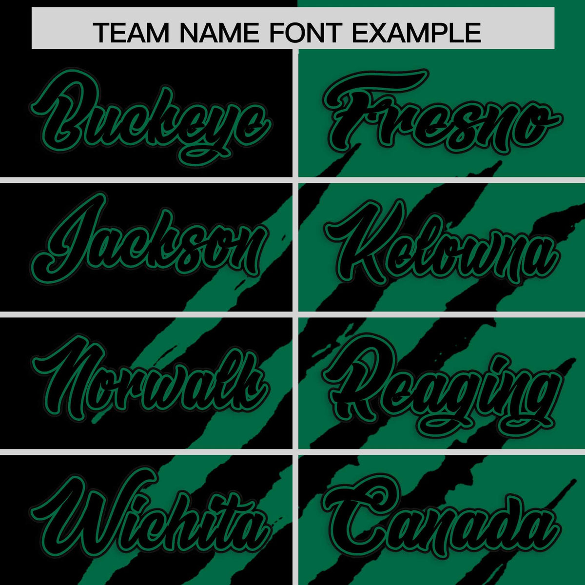 Custom Black Kelly Green Split Tiger Claw Scratch Pattern Baseball Jersey