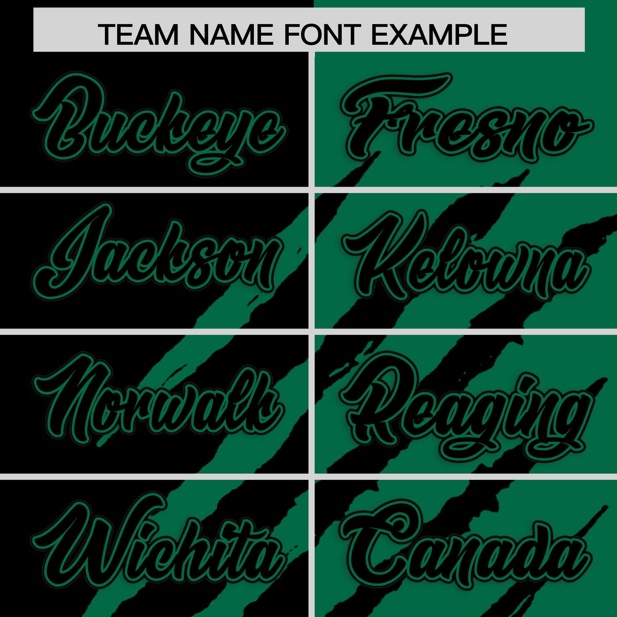 Custom Black Kelly Green Split Tiger Claw Scratch Pattern Baseball Jersey