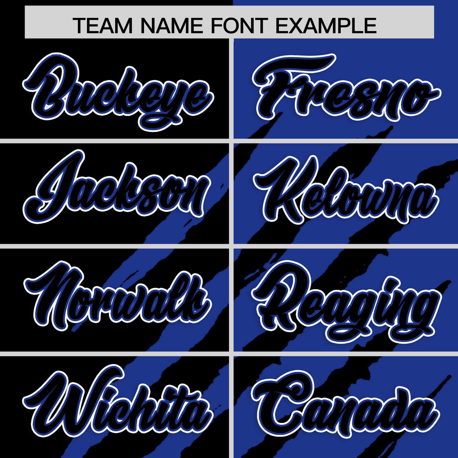 Custom Black Royal Blue Split Tiger Claw Scratch Pattern Baseball Jersey