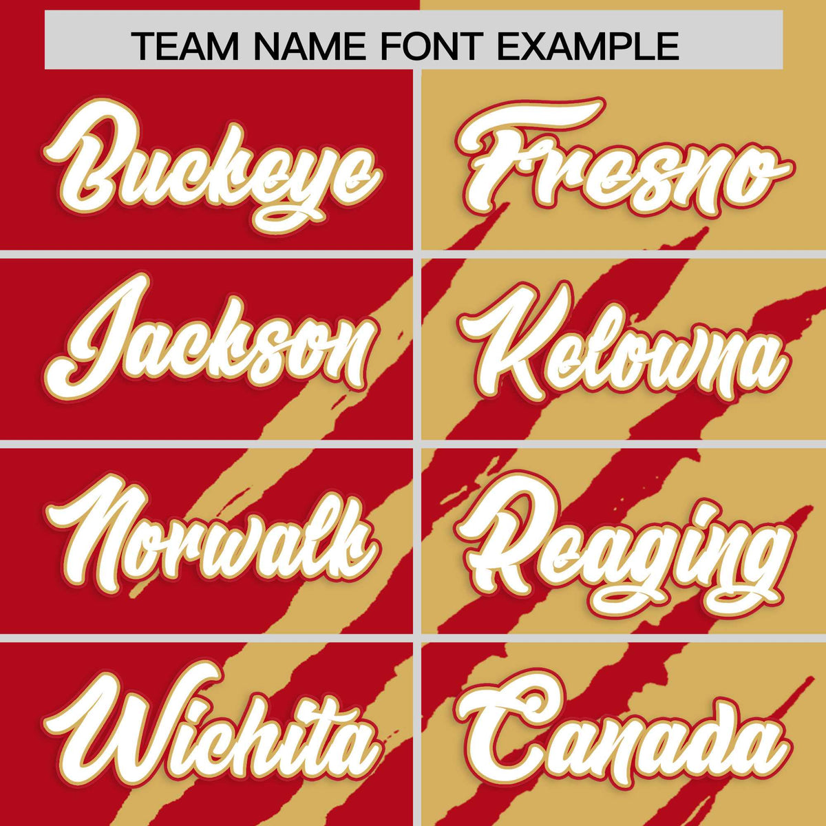 Custom Red Old Gold Split Tiger Claw Scratch Pattern Baseball Jersey