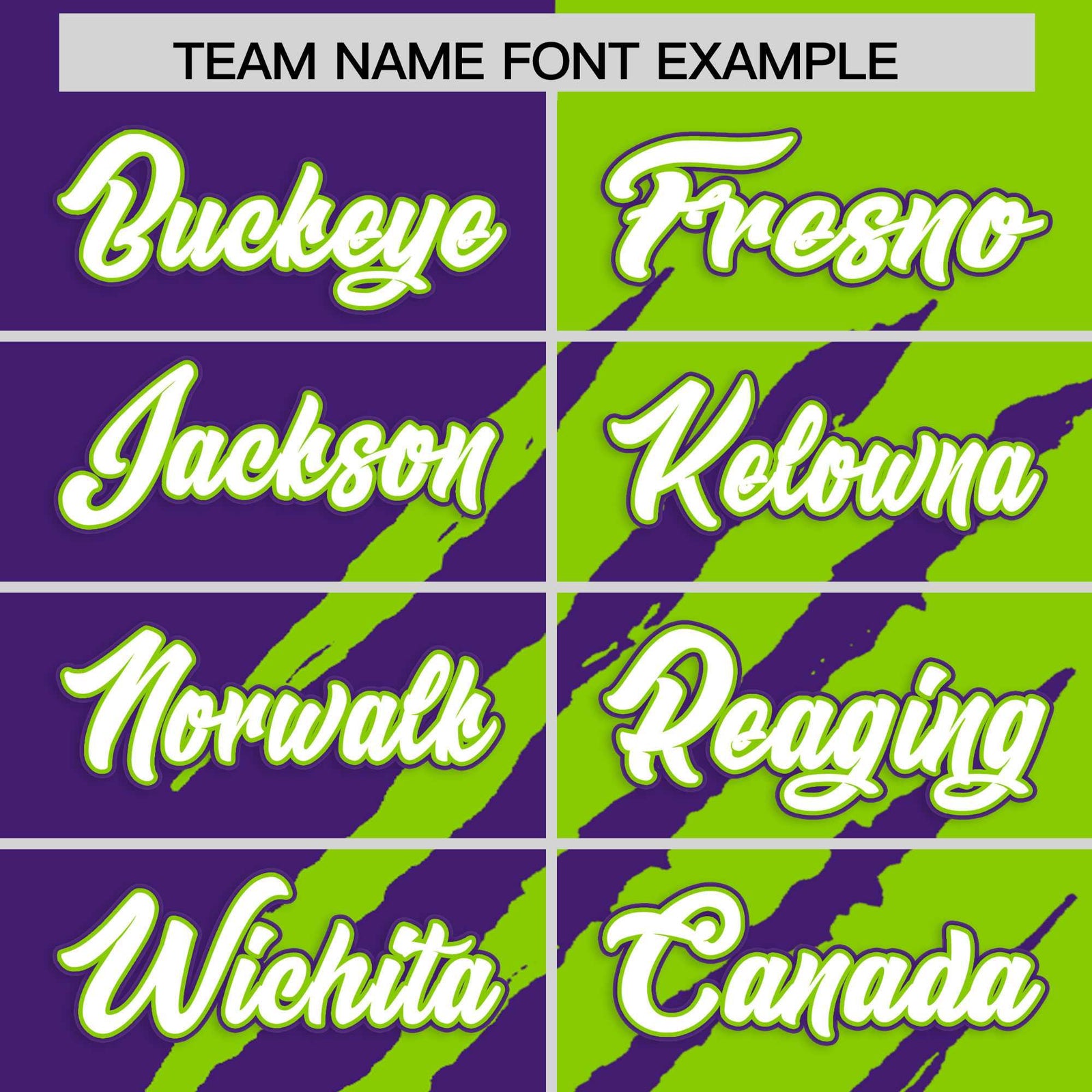 Custom Purple Neon Green Split Tiger Claw Scratch Pattern Baseball Jersey