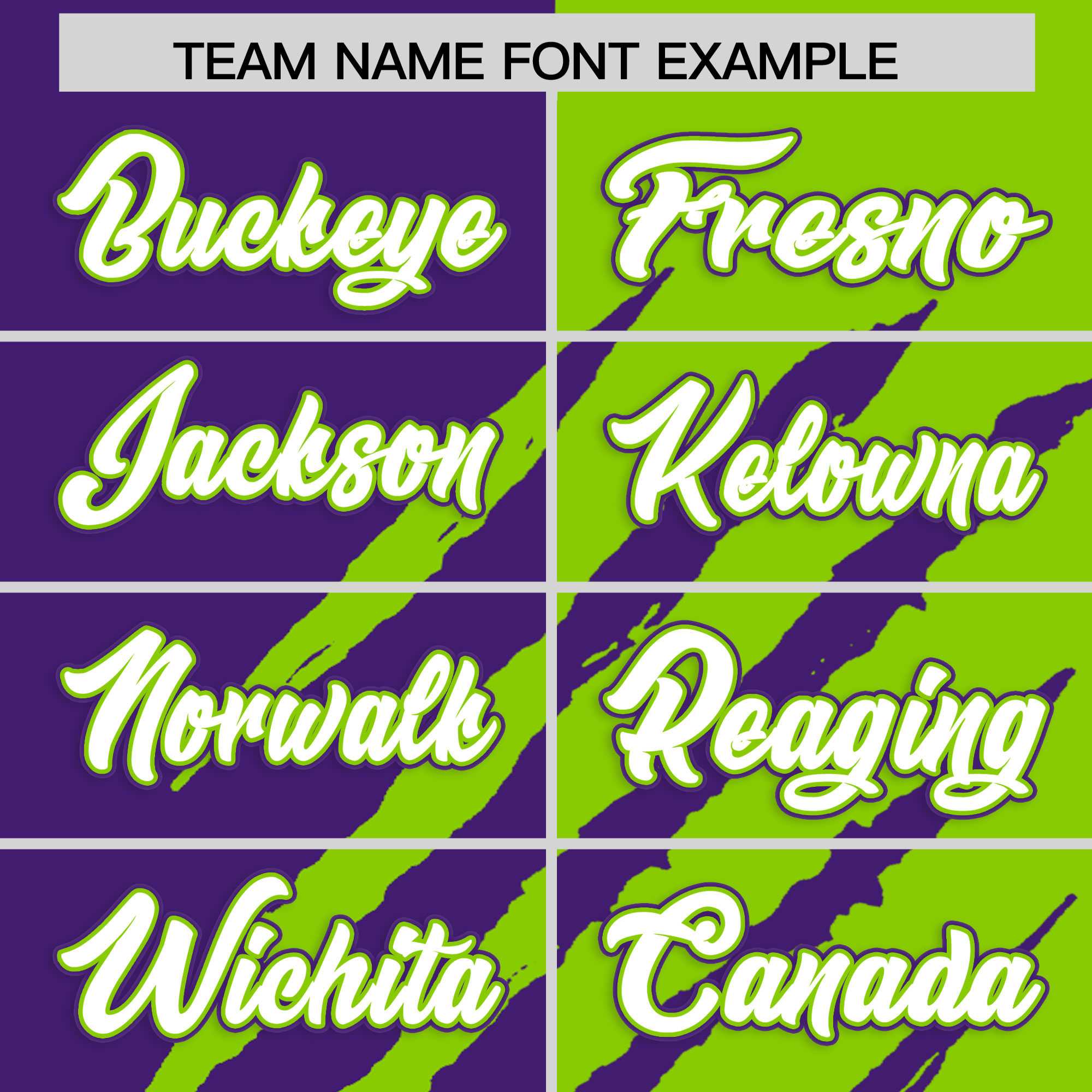 Custom Purple Neon Green Split Tiger Claw Scratch Pattern Baseball Jersey