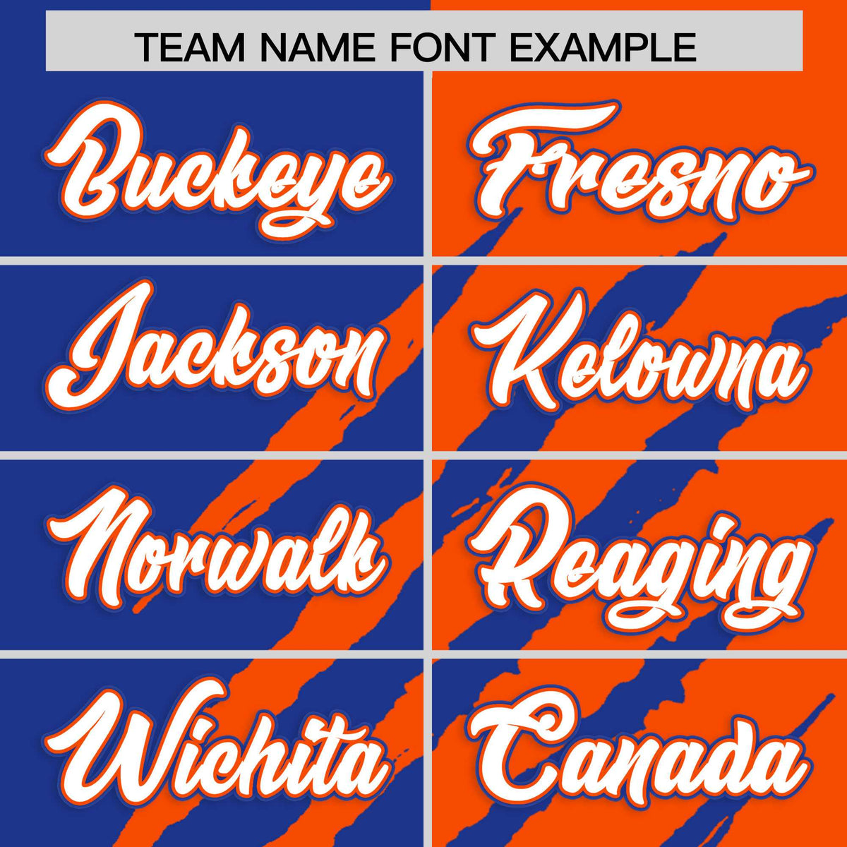 Custom Royal Blue Orange Split Tiger Claw Scratch Pattern Baseball Jersey