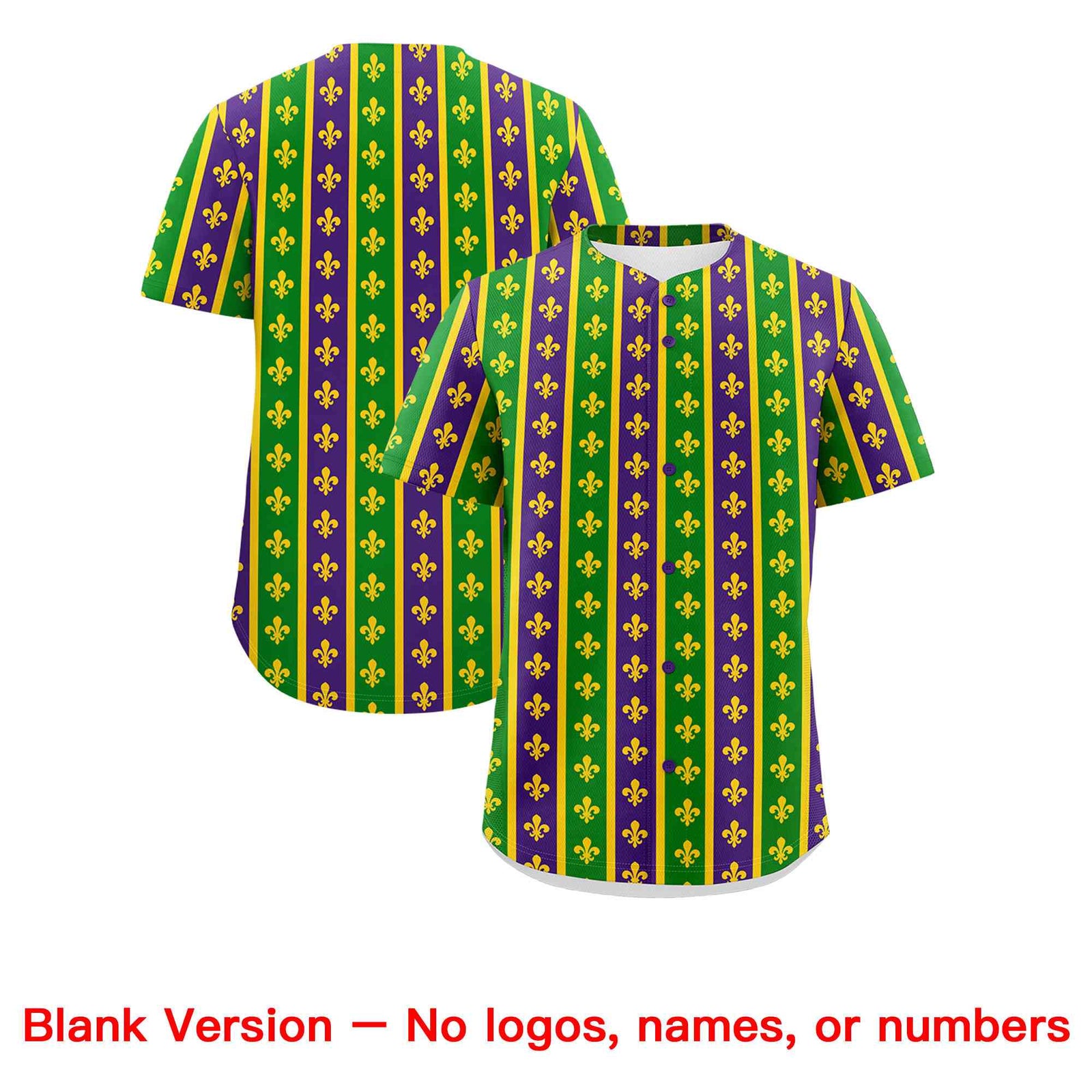 Custom Purple Kelly Green Gold Personalization Stripe Mardi Gras Authentic Baseball Jersey| KXKSHOP