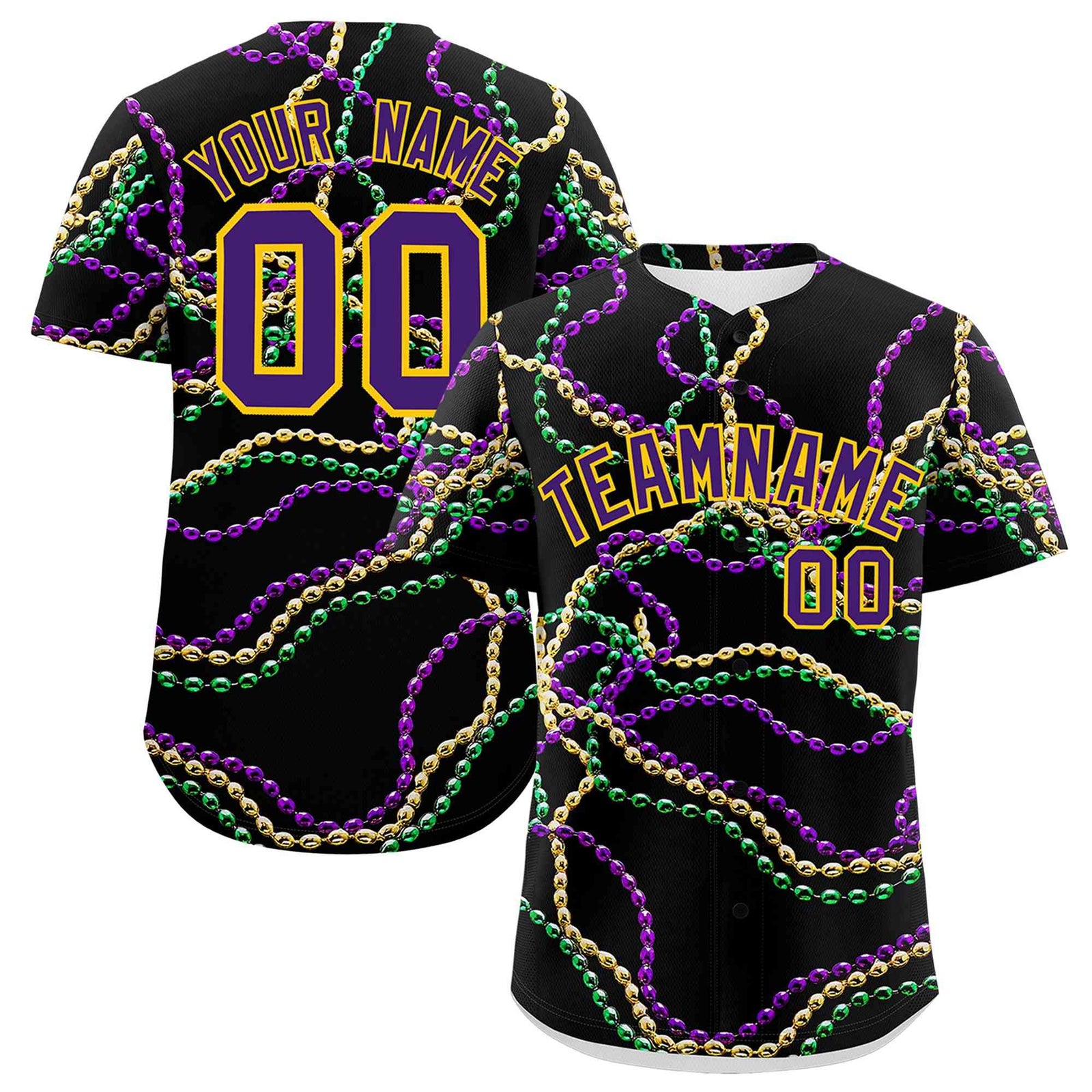 Custom Black Purple Personalization Graffiti Mardi Gras Authentic Baseball Jersey| KXKSHOP