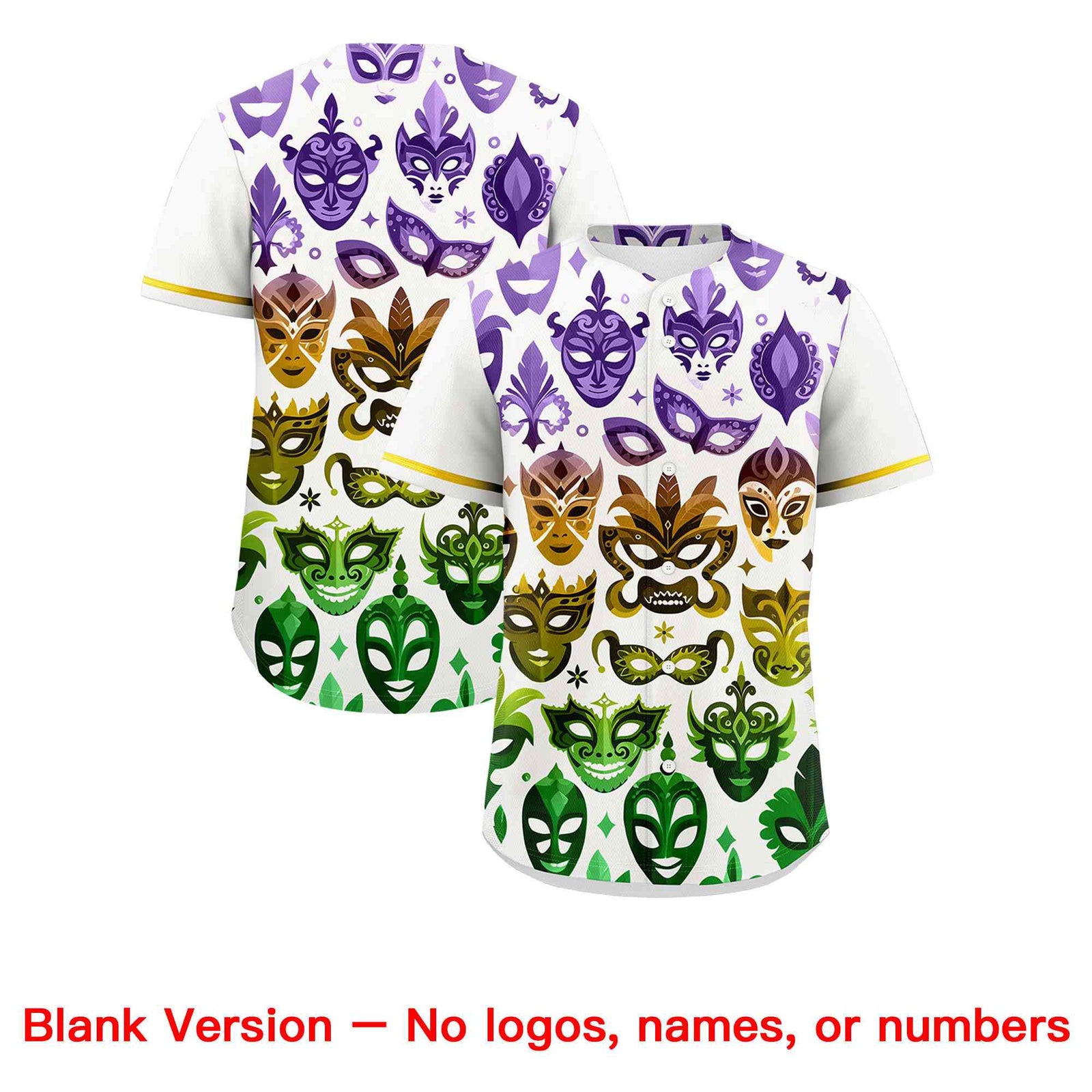 Custom White Purple Gold Personalization Mardi Gras Authentic Baseball Jersey| KXKSHOP