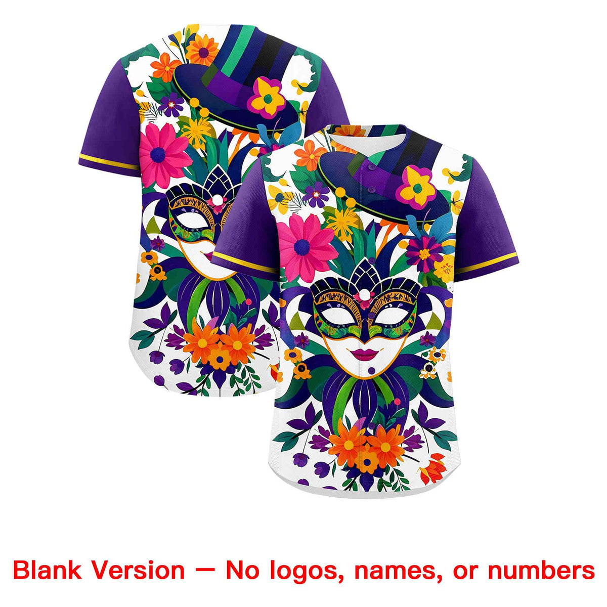 Custom White Purple Personalization Mardi Gras Authentic Baseball Jersey| KXKSHOP