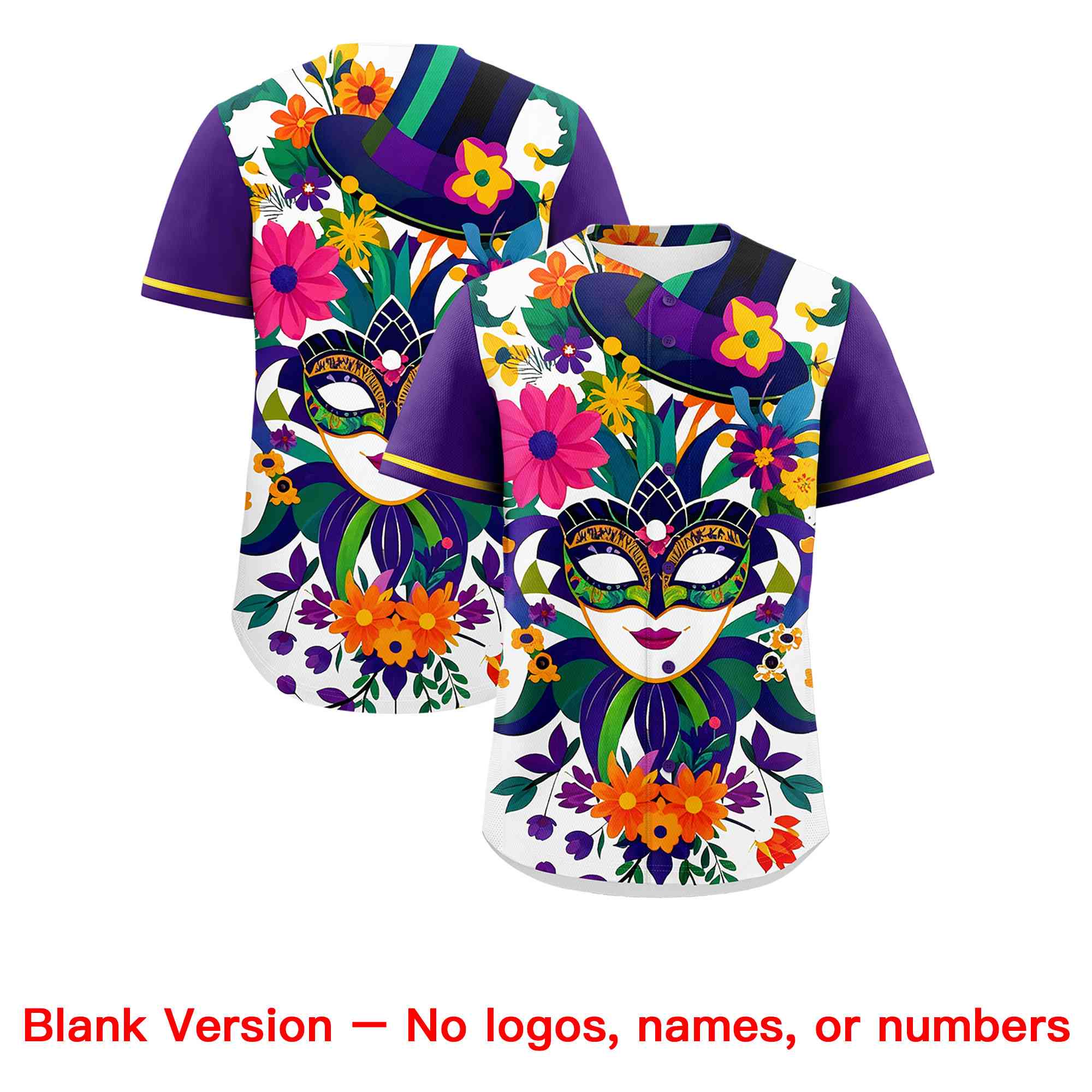 Custom White Purple Personalization Mardi Gras Authentic Baseball Jersey| KXKSHOP