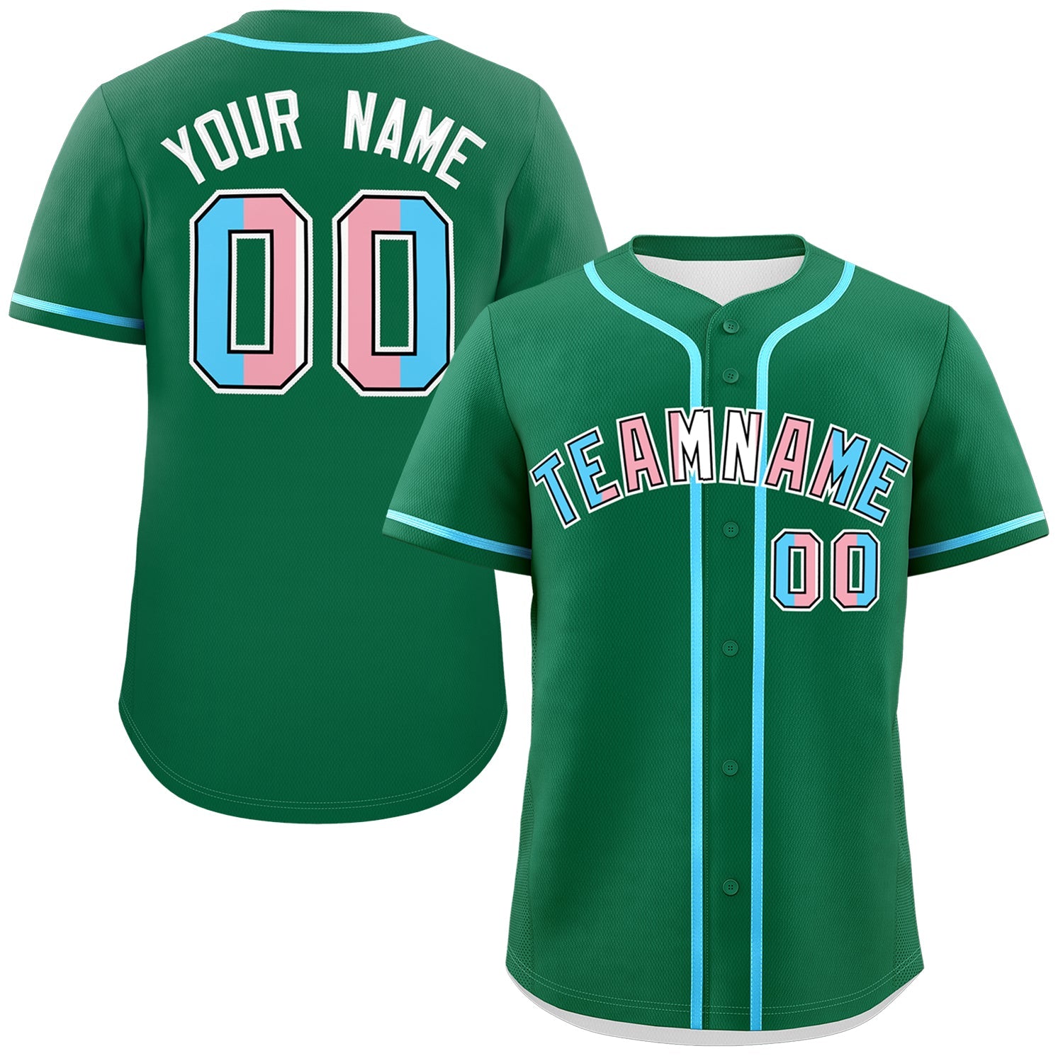 Custom Kelly Green Powder Blue Transgender For Pride Month Classic Style Baseball Jersey| KXKSHOP