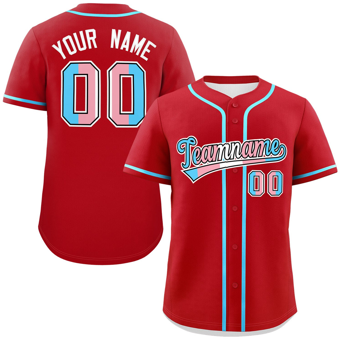 Custom Red Powder Blue Transgender For Pride Month Classic Style Baseball Jersey| KXKSHOP