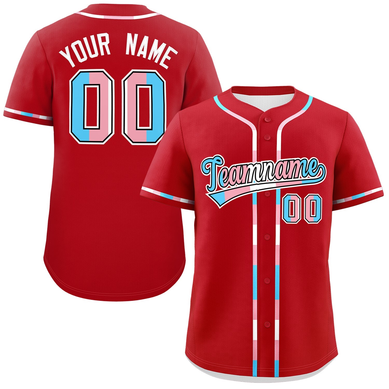 Custom Red Transgender For Pride Month Classic Style Baseball Jersey| KXKSHOP