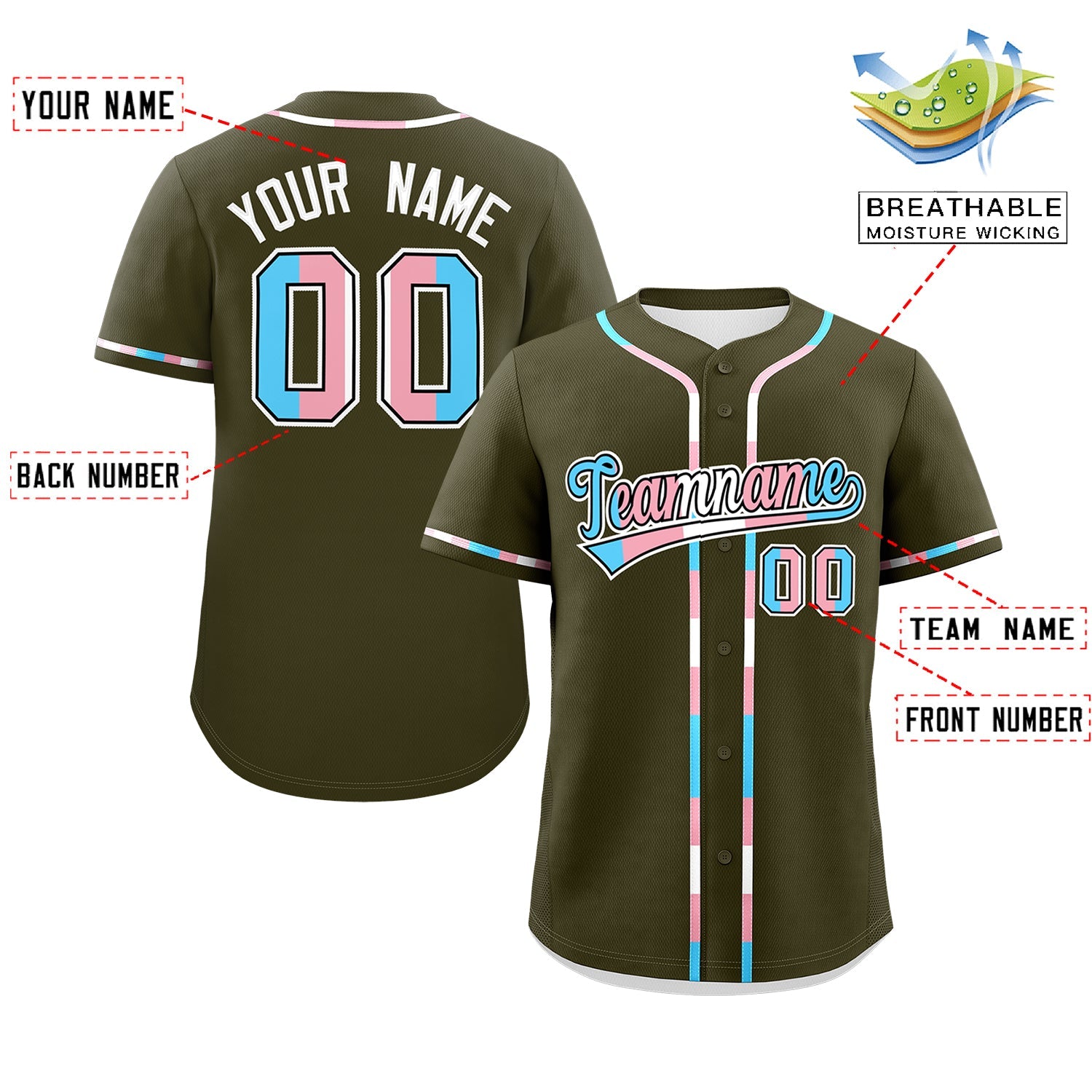 Custom Olive Transgender For Pride Month Classic Style Baseball Jersey| KXKSHOP