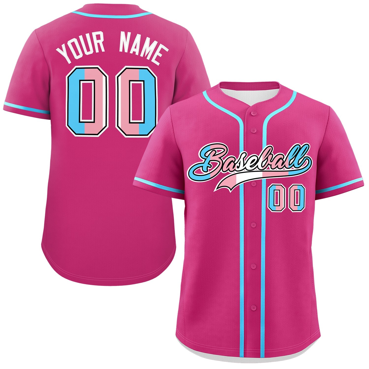 Custom Rose Red Powder Blue Transgender For Pride Month Classic Style Baseball Jersey| KXKSHOP