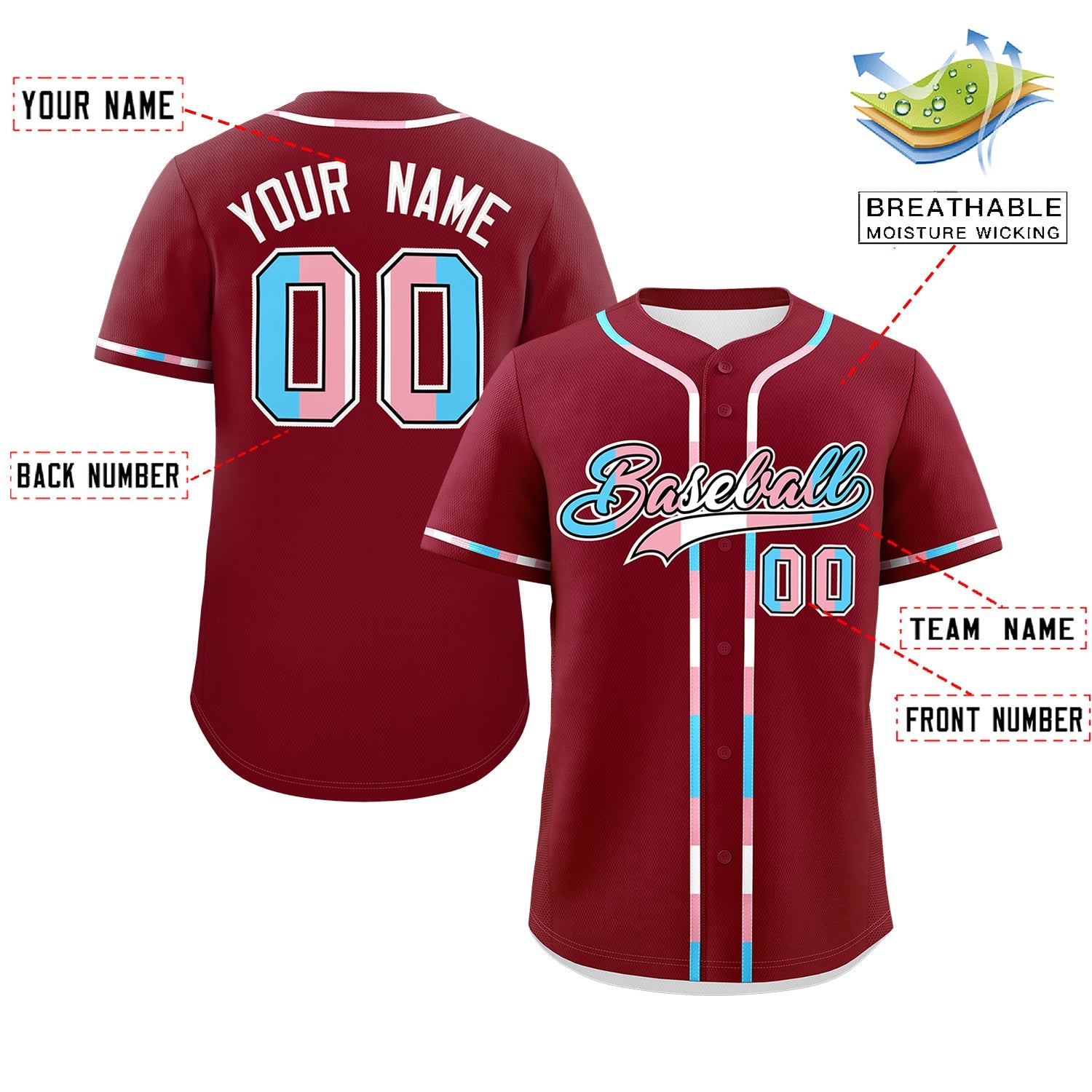 Custom Crimson Transgender For Pride Month Classic Style Baseball Jersey| KXKSHOP