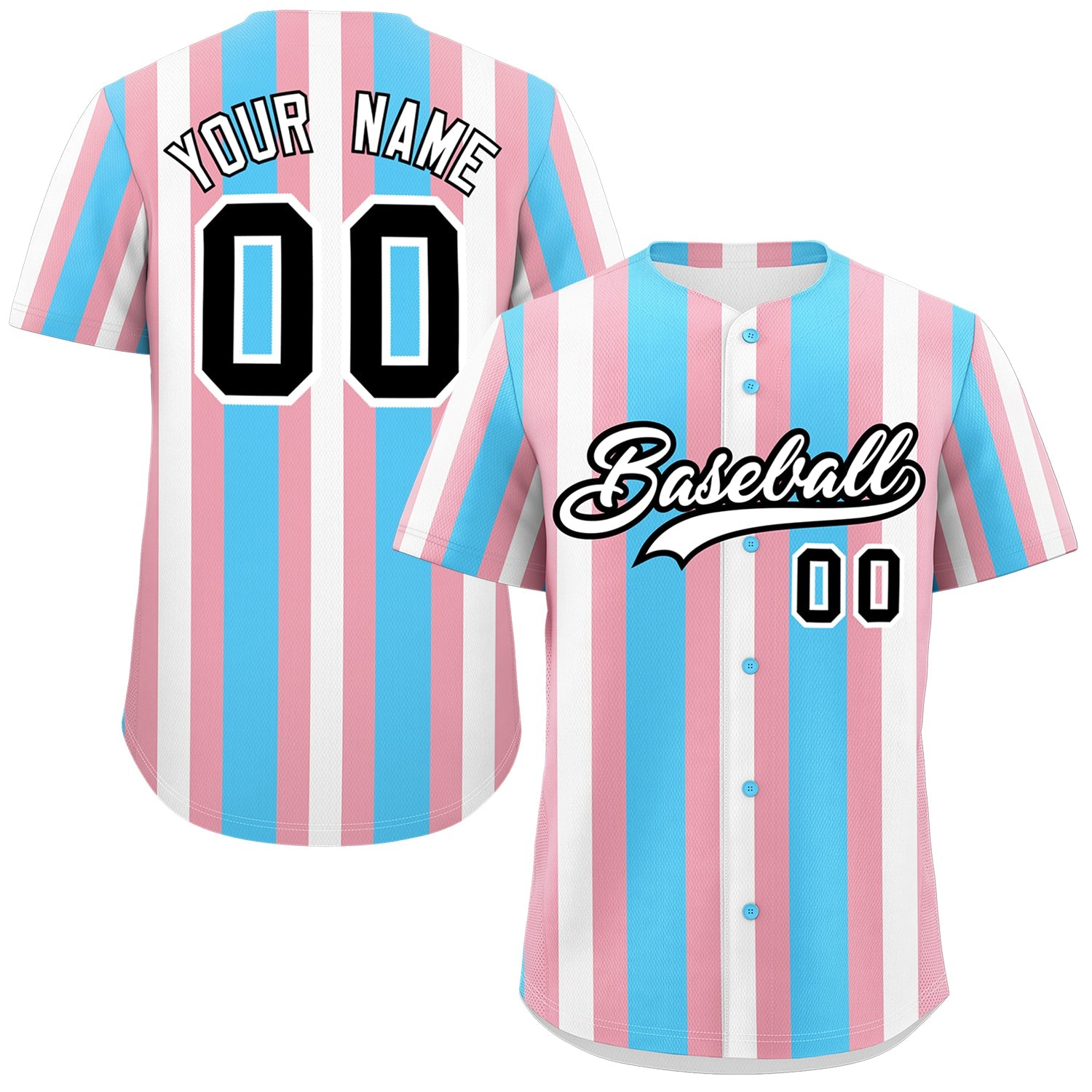 Custom White Light Pink Blue Transgender For Pride Month Classic Style Baseball Jersey| KXKSHOP