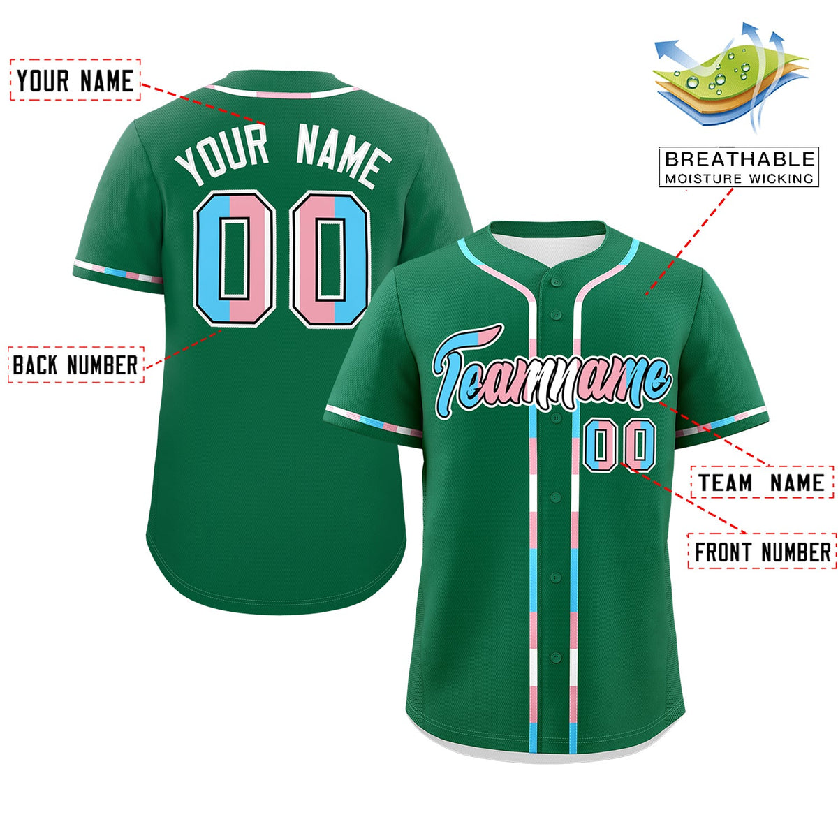Custom Kelly Green Transgender For Pride Month Classic Style Baseball Jersey| KXKSHOP
