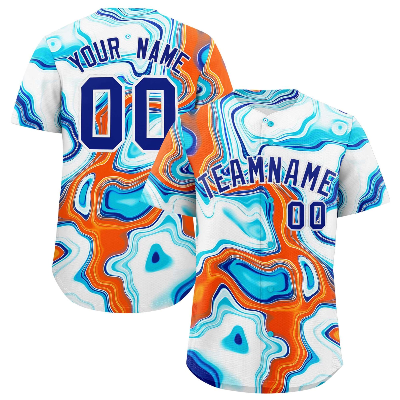 Custom Multi Color Split Fashion Fluid Pattern Authentic Baseball Jersey