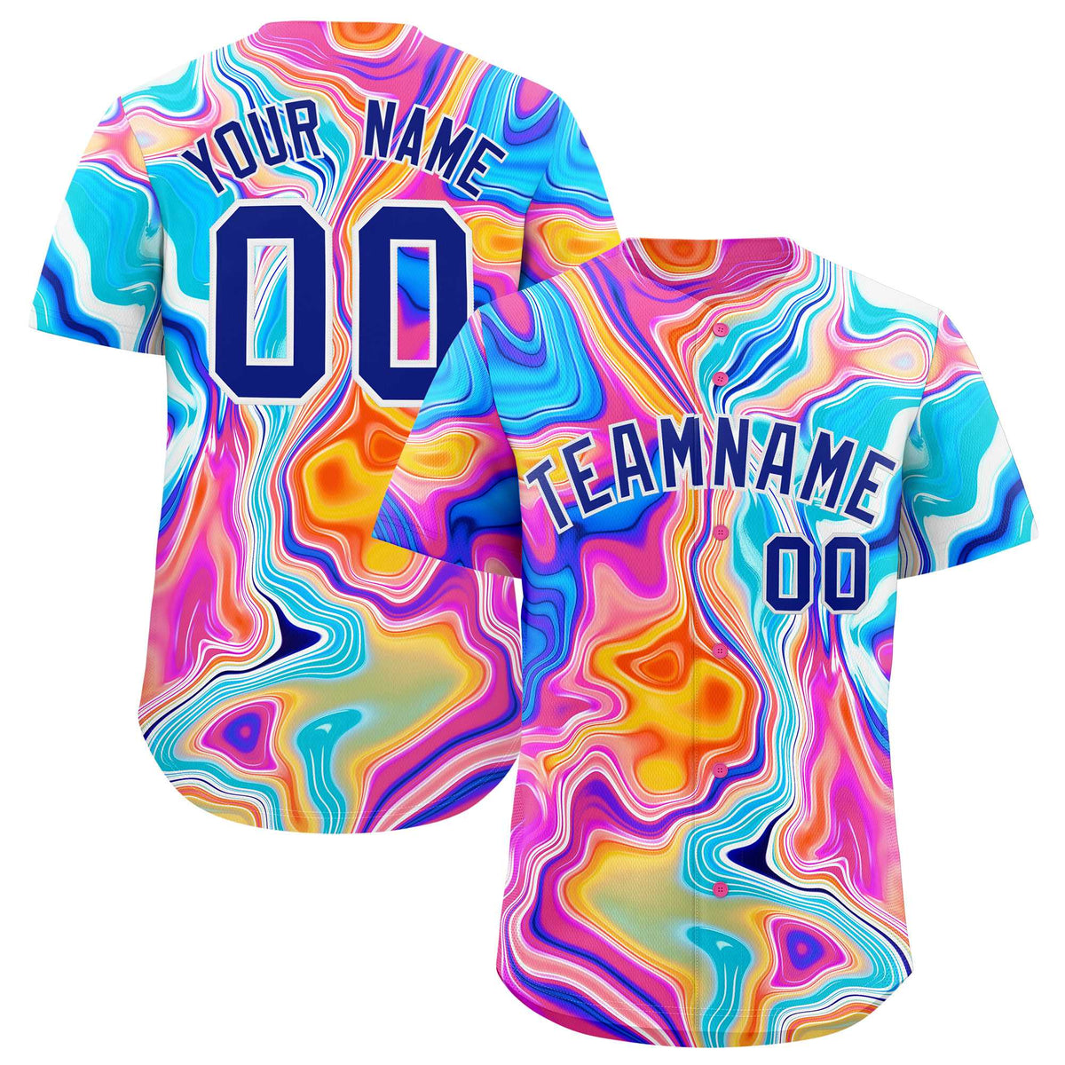 Custom Multi Color Split Fashion Fluid Pattern Authentic Baseball Jersey