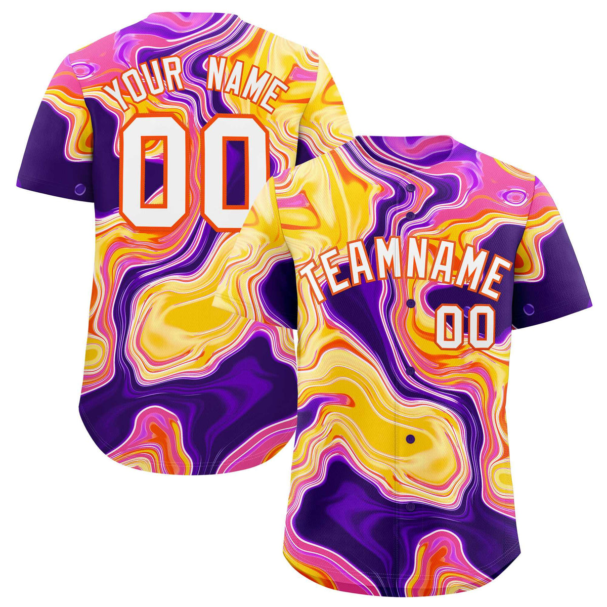 Custom Multi Color Split Fashion Fluid Pattern Authentic Baseball Jersey