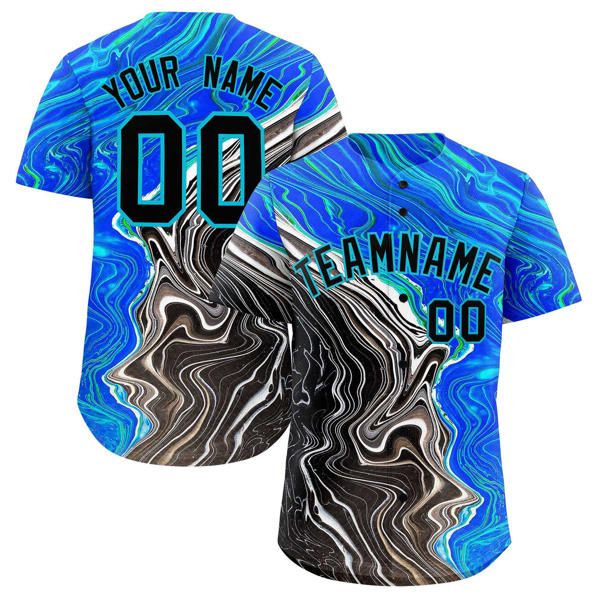 Custom Multi Color Split Fashion Fluid Pattern Authentic Baseball Jersey