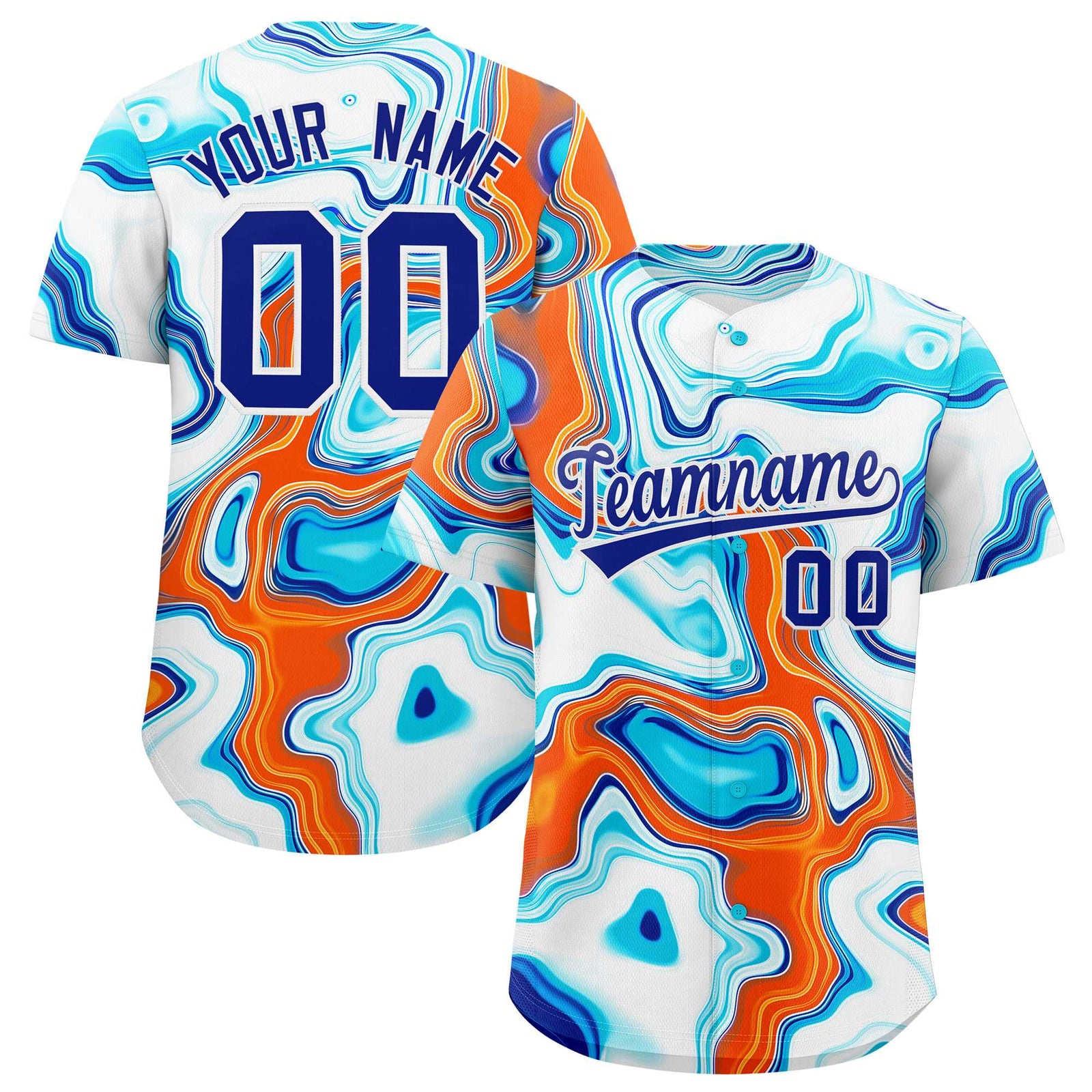 Custom Multi Color Split Fashion Fluid Pattern Authentic Baseball Jersey