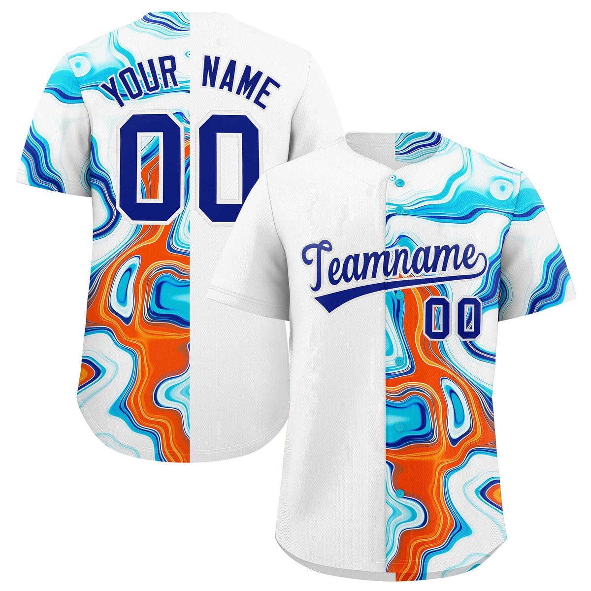 Custom White Split Fashion Fluid Pattern Authentic Baseball Jersey