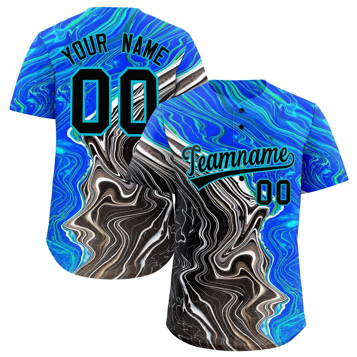 Custom Multi Color Split Fashion Fluid Pattern Authentic Baseball Jersey