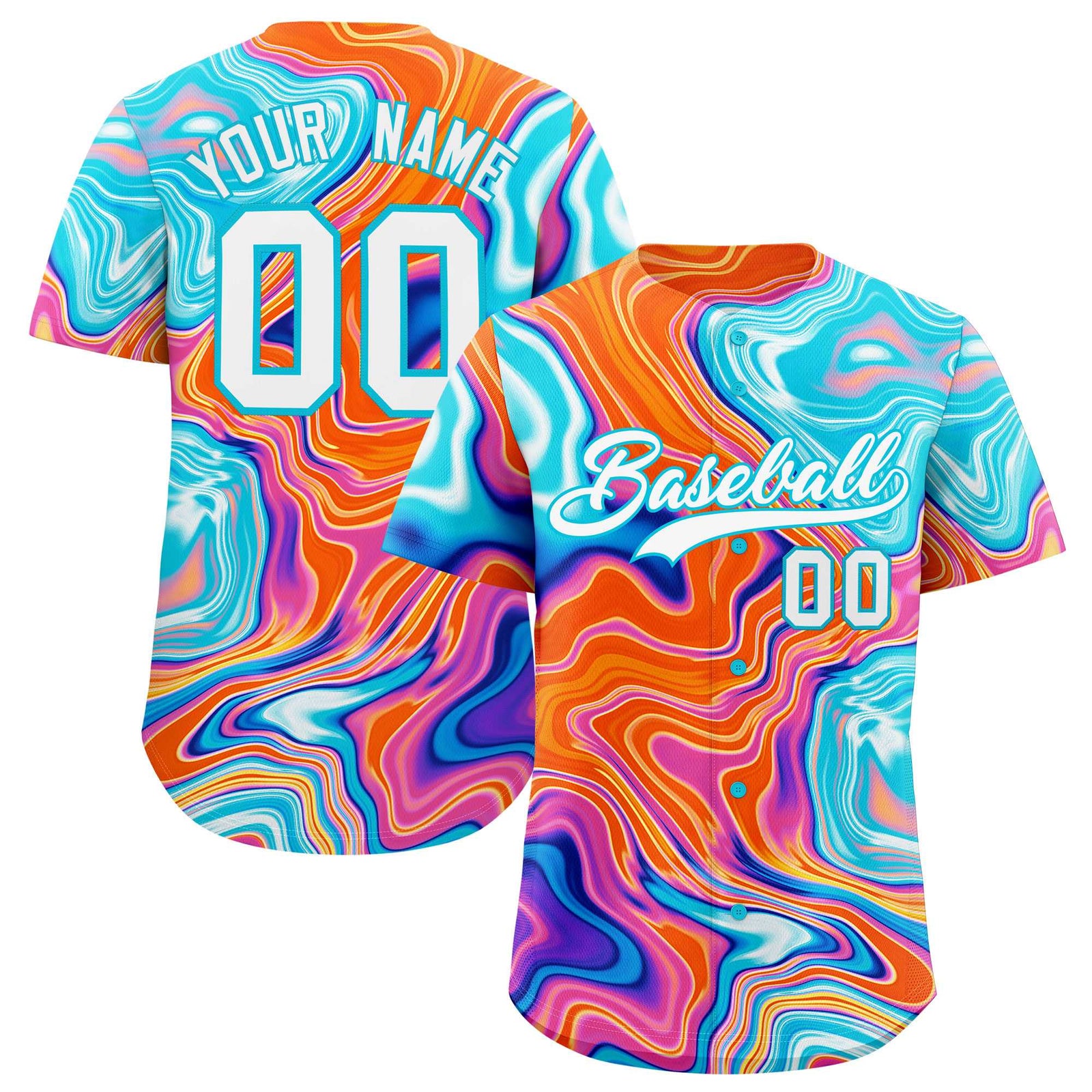 Custom Multi Color Split Fashion Fluid Pattern Authentic Baseball Jersey