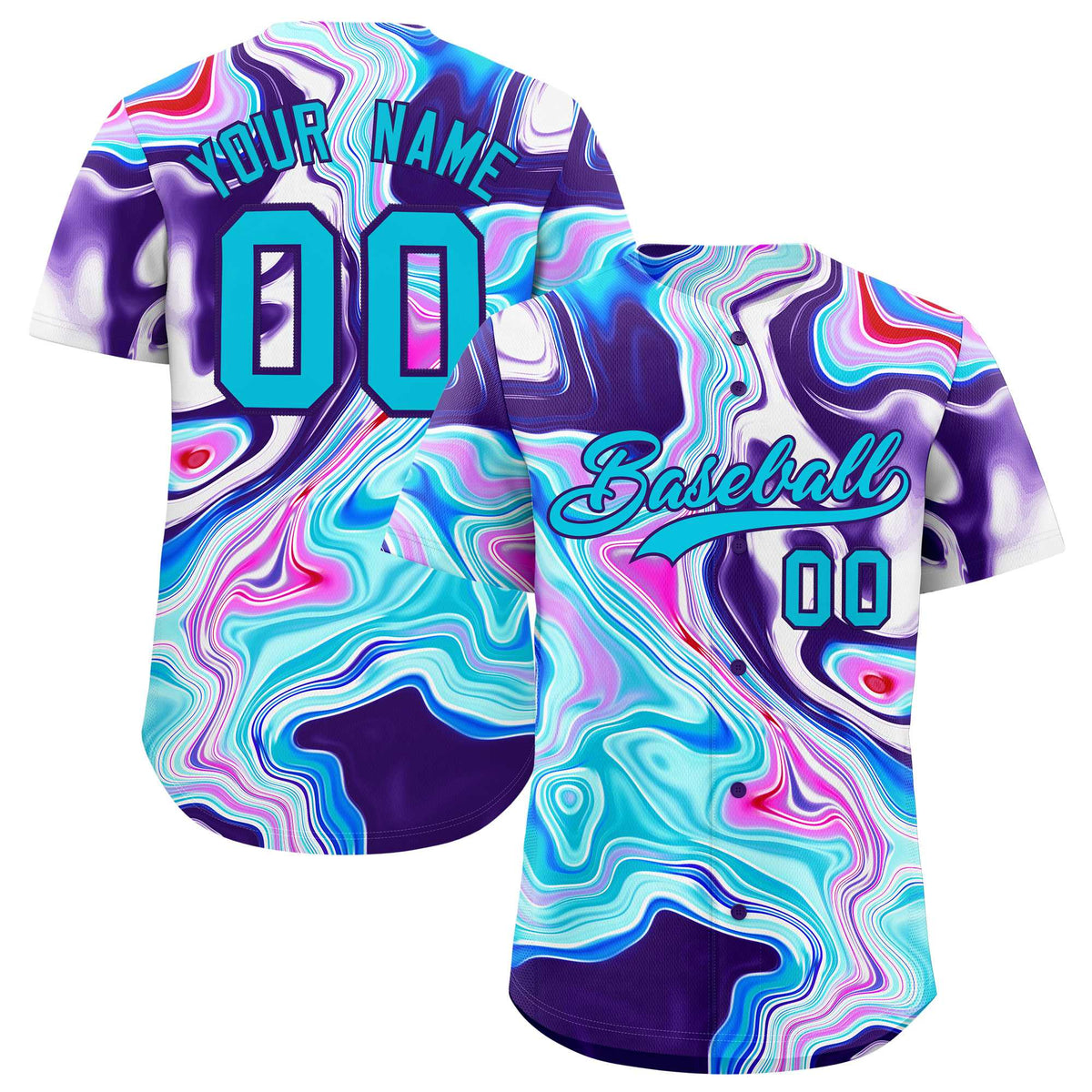 Custom Multi Color Split Fashion Fluid Pattern Authentic Baseball Jersey
