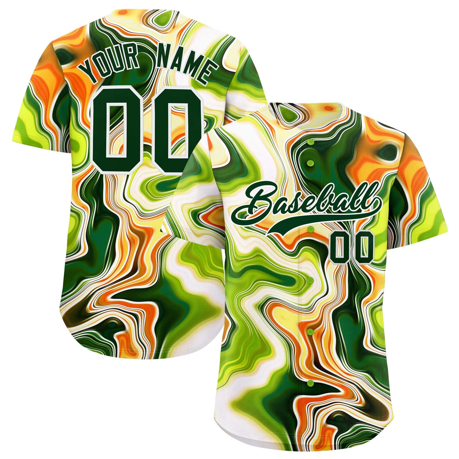 Custom Multi Color Split Fashion Fluid Pattern Authentic Baseball Jersey