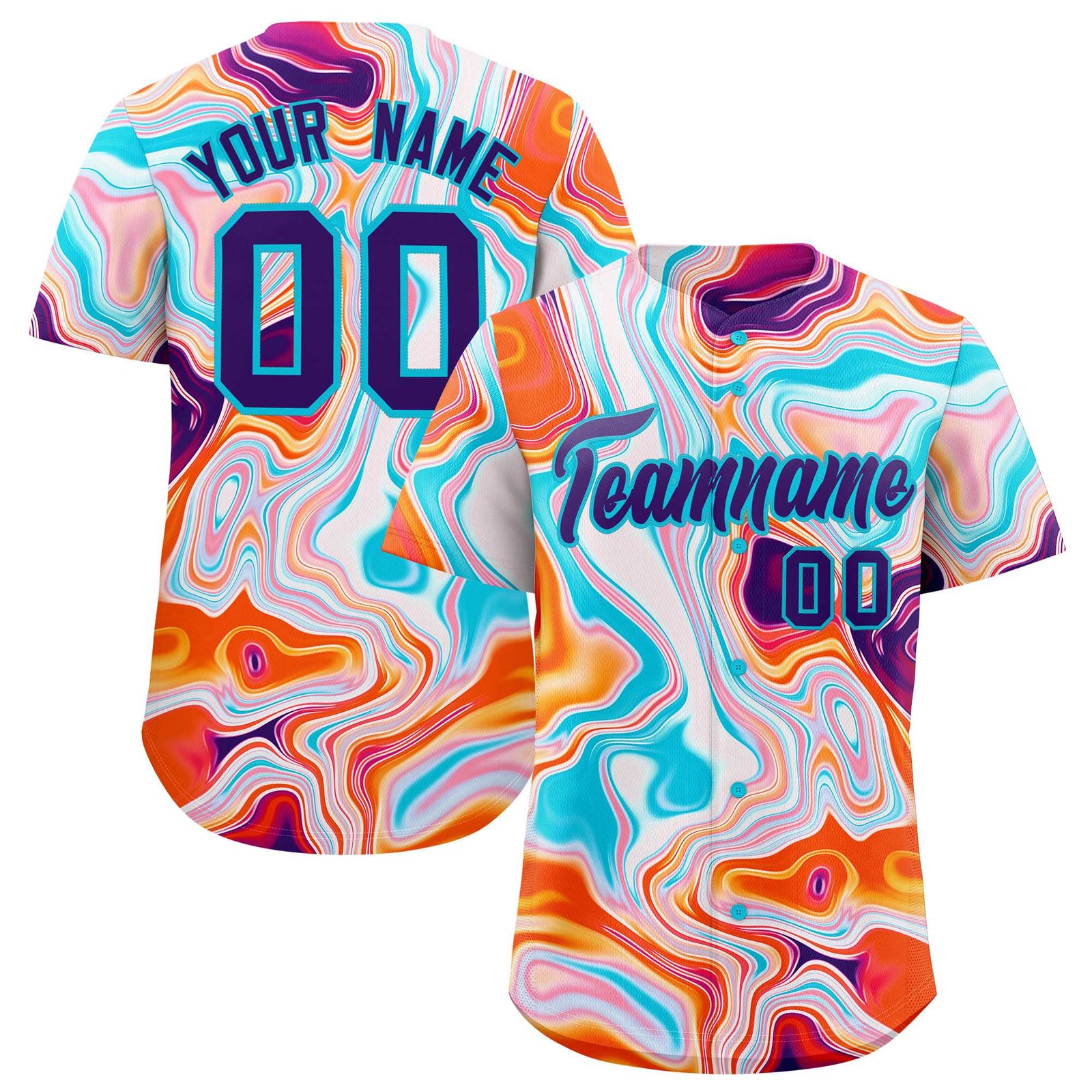 Custom Multi Color Split Fashion Fluid Pattern Authentic Baseball Jersey