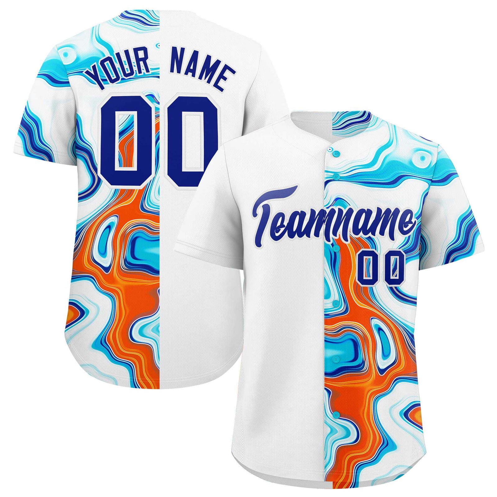 Custom White Split Fashion Fluid Pattern Authentic Baseball Jersey