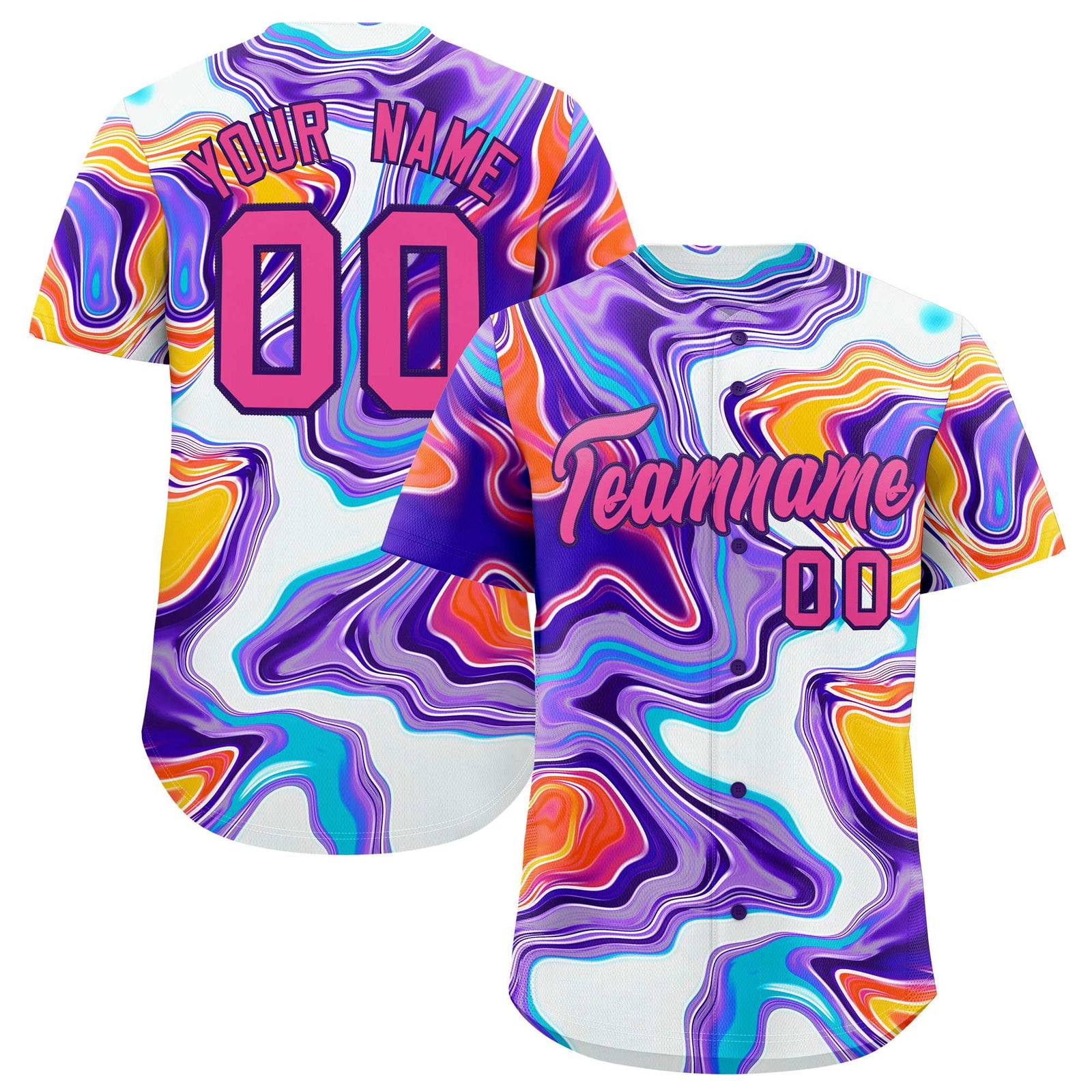 Custom Multi Color Split Fashion Fluid Pattern Authentic Baseball Jersey