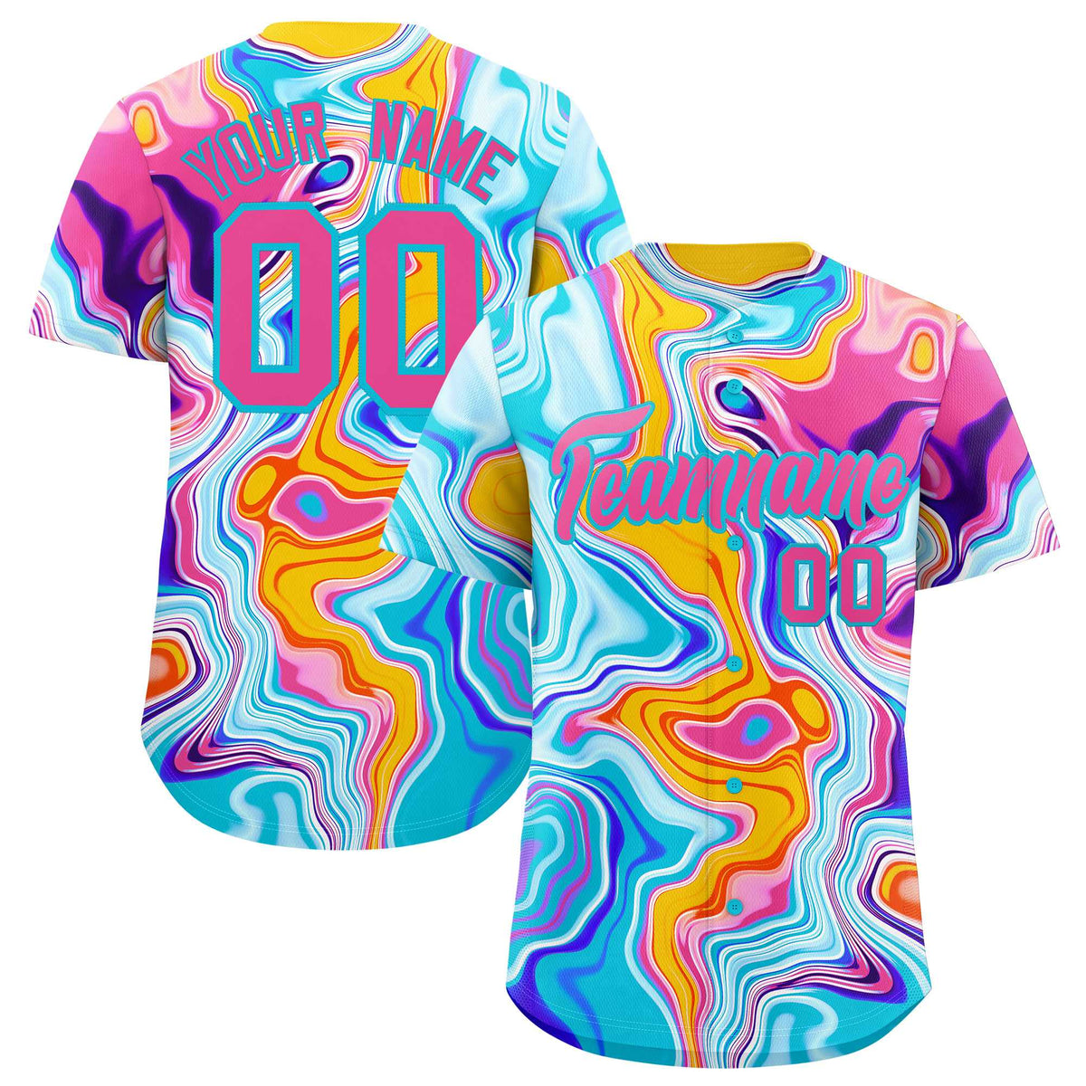 Custom Multi Color Split Fashion Fluid Pattern Authentic Baseball Jersey