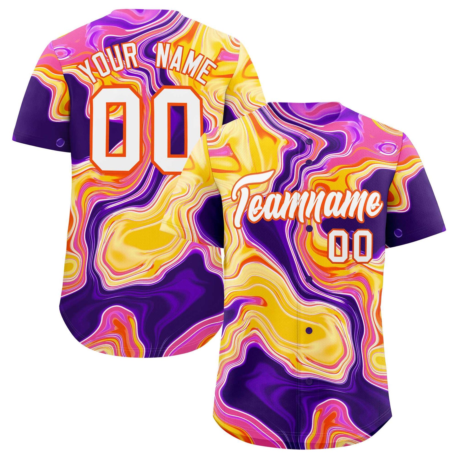 Custom Multi Color Split Fashion Fluid Pattern Authentic Baseball Jersey