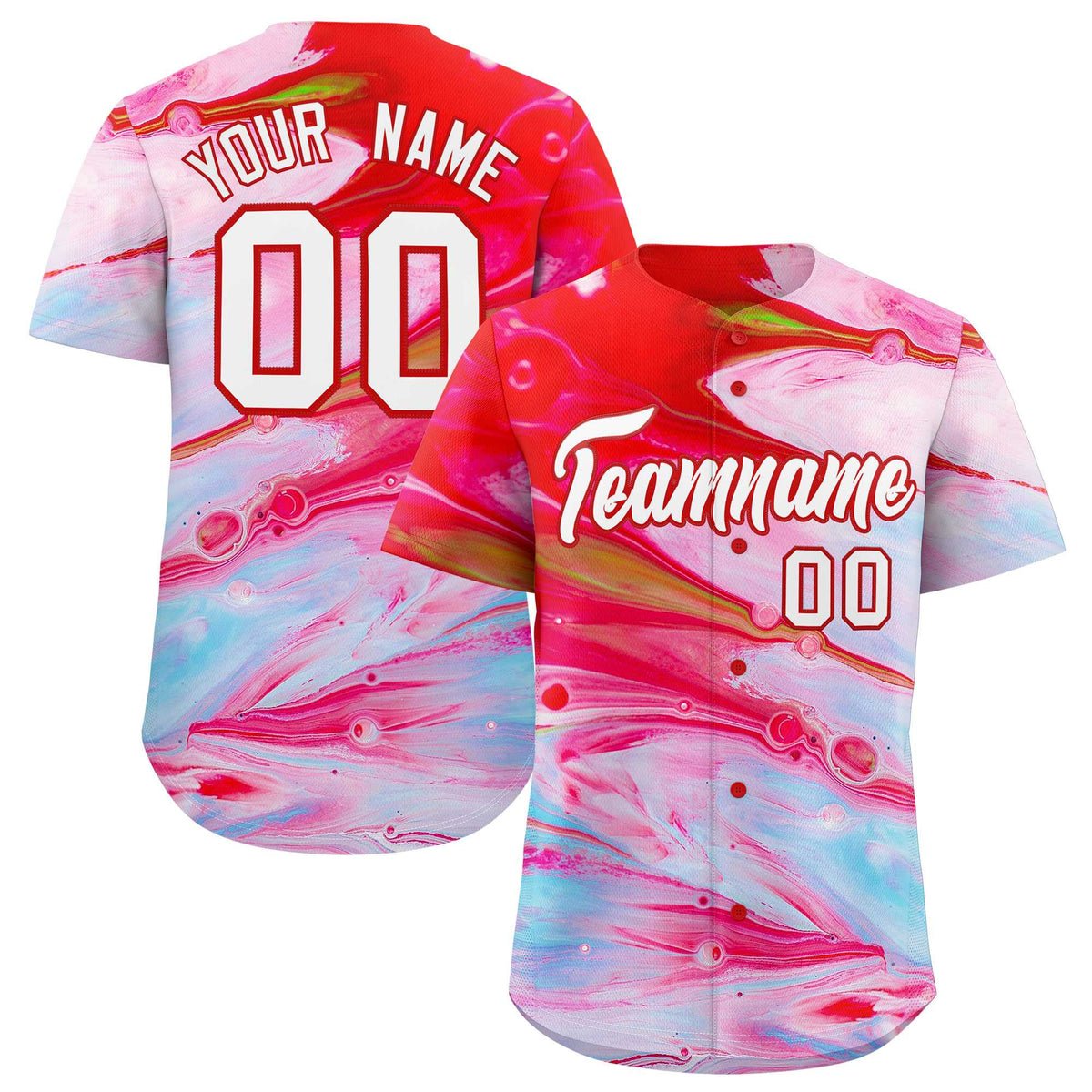 Custom Multi Color Split Fashion Fluid Pattern Authentic Baseball Jersey