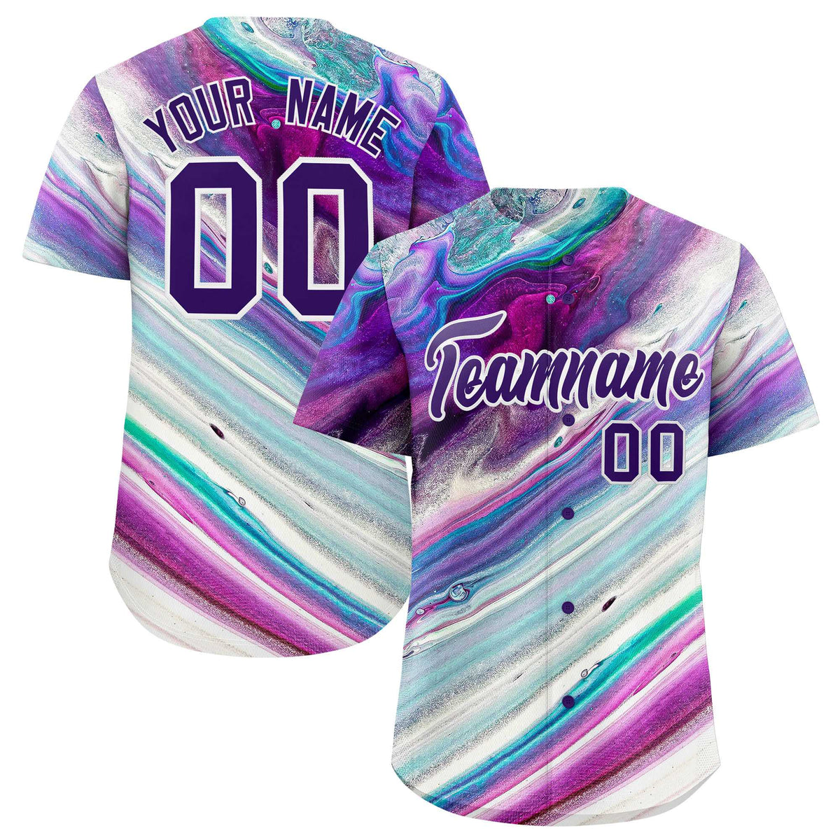 Custom Multi Color Split Fashion Fluid Pattern Authentic Baseball Jersey