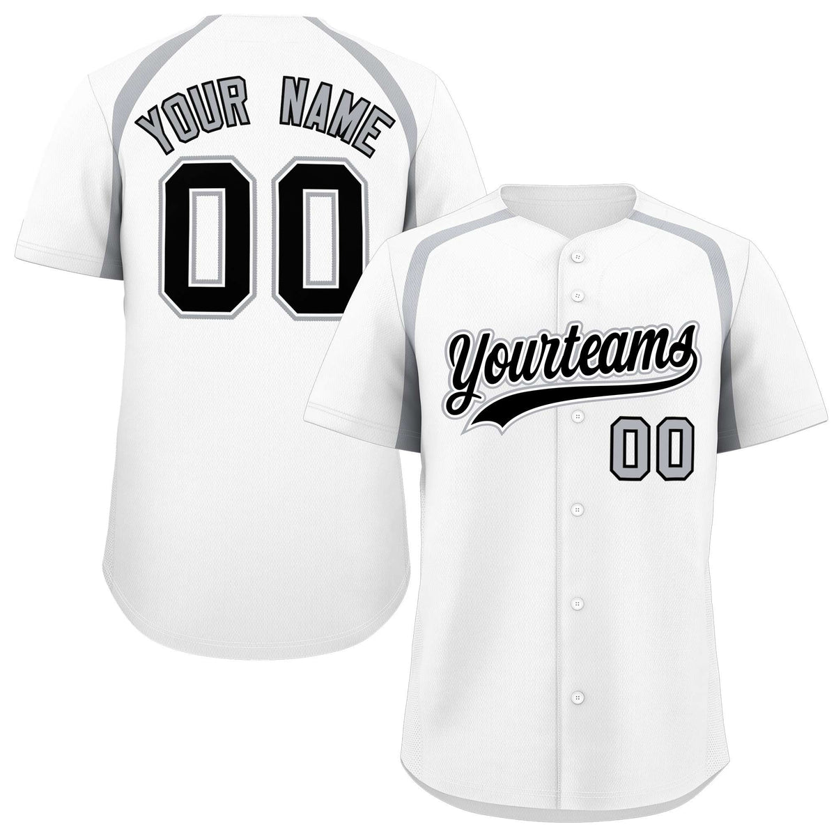 Custom White Silver Personalized Color Block Authentic Baseball Jersey