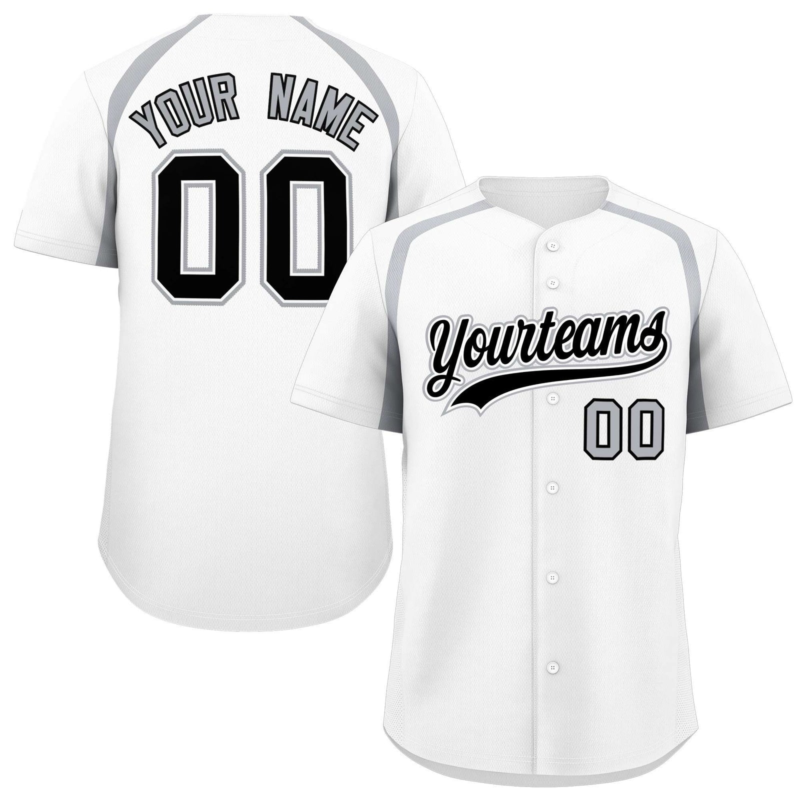 Custom White Silver Personalized Color Block Authentic Baseball Jersey