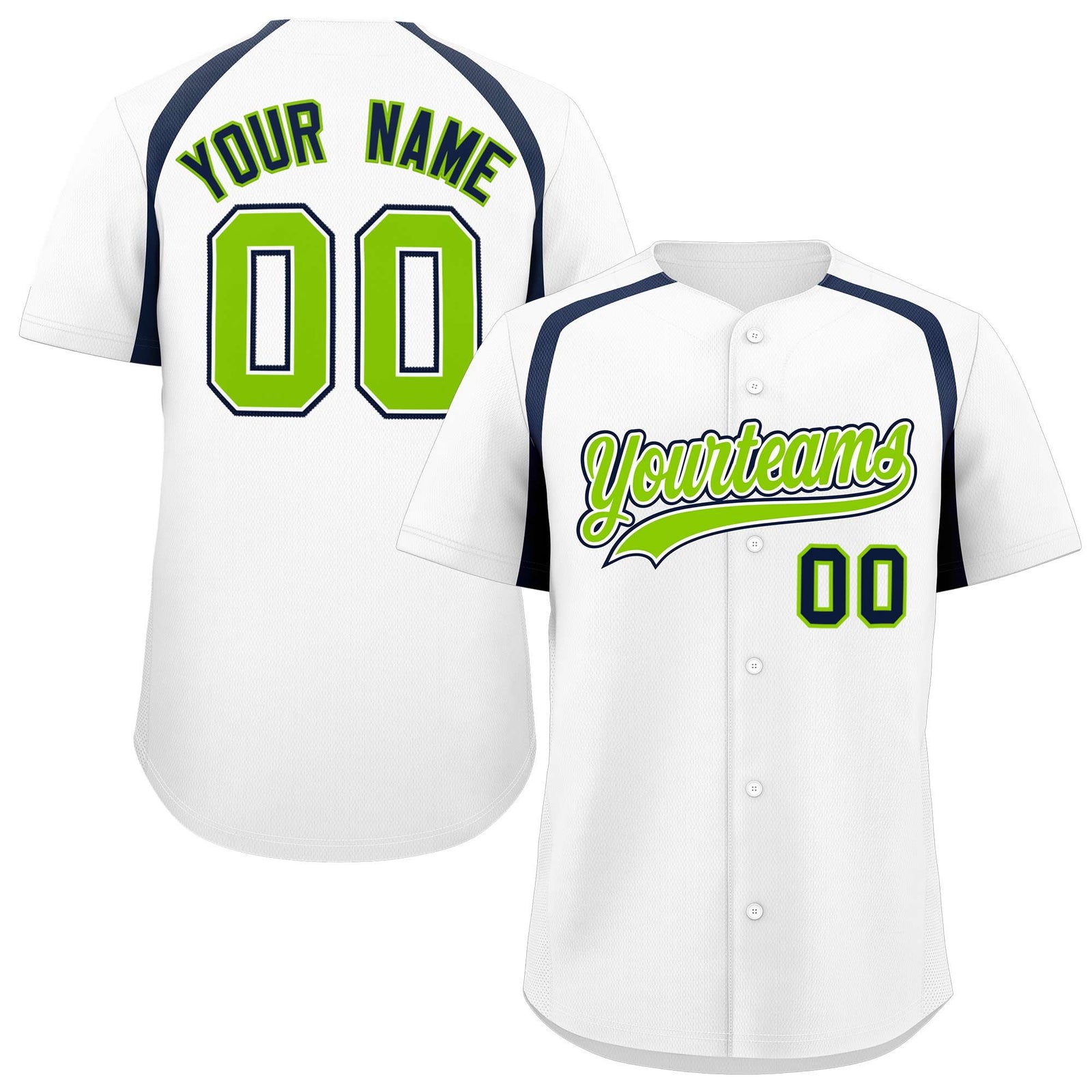 Custom White Navy Personalized Color Block Authentic Baseball Jersey