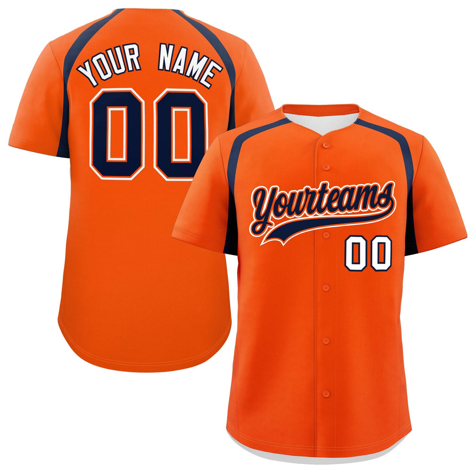 Custom Orange Navy Personalized Color Block Authentic Baseball Jersey